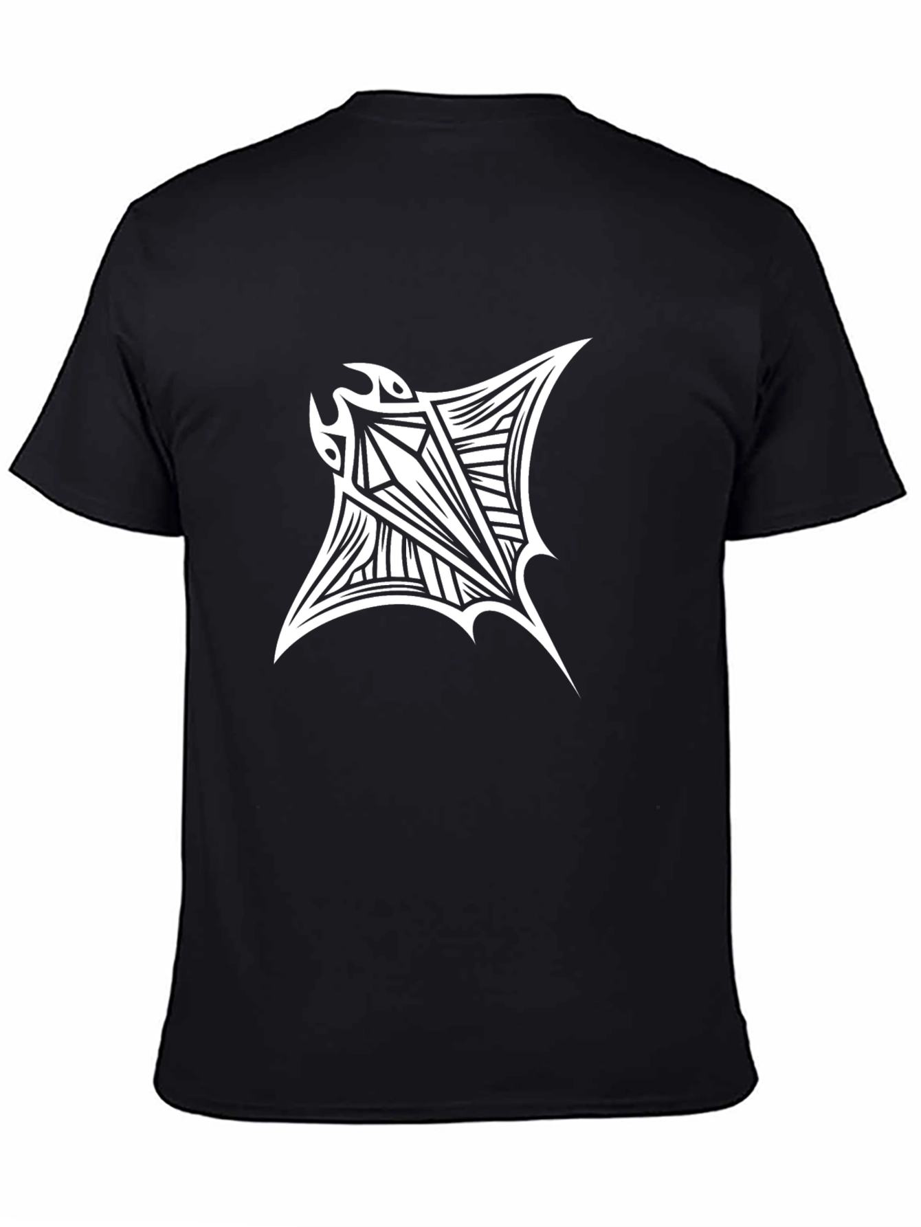 Tribal Manta Ray Graphic T-Shirt - Black