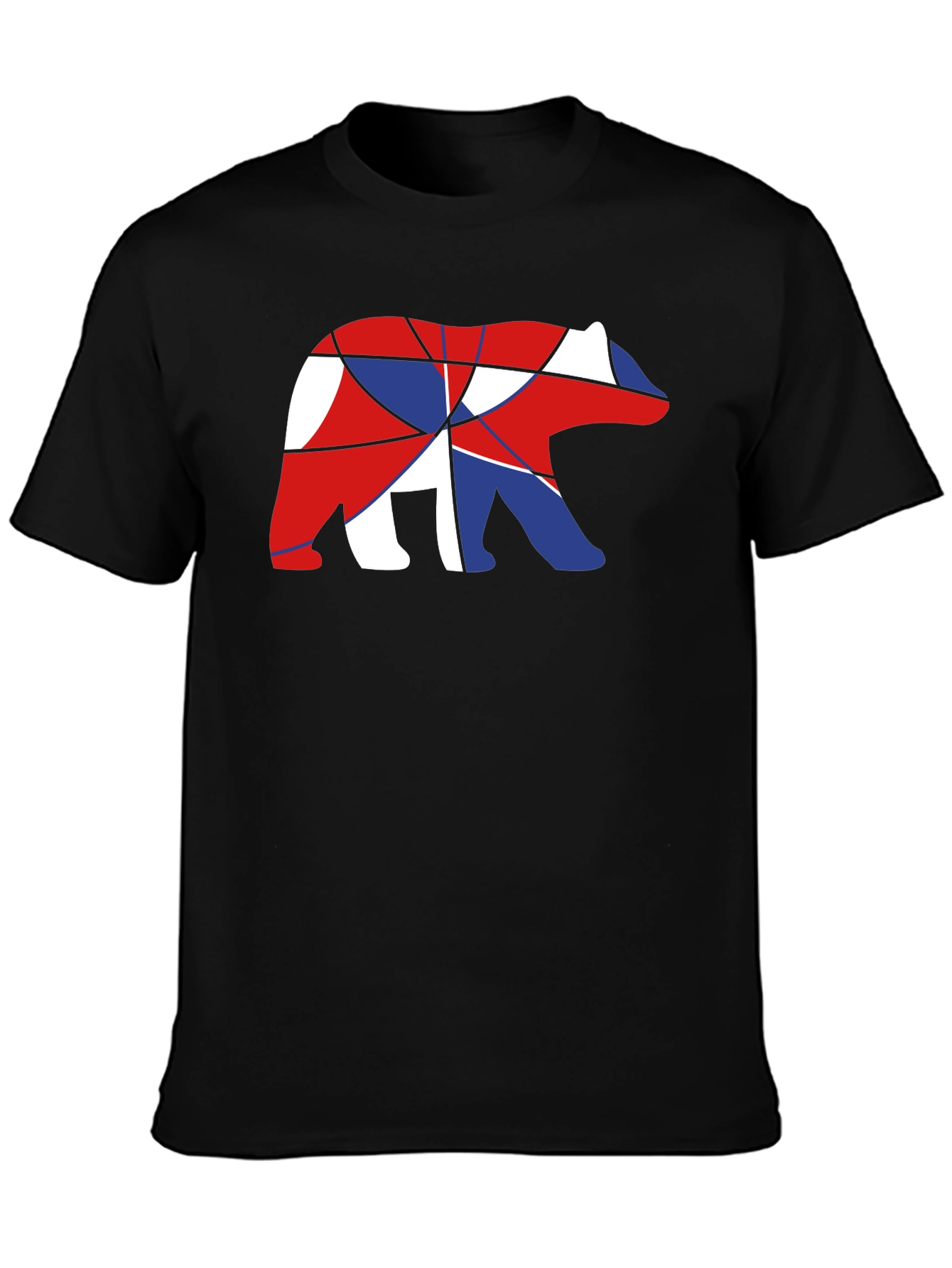 Abstract Bear Graphic T-Shirt - Black