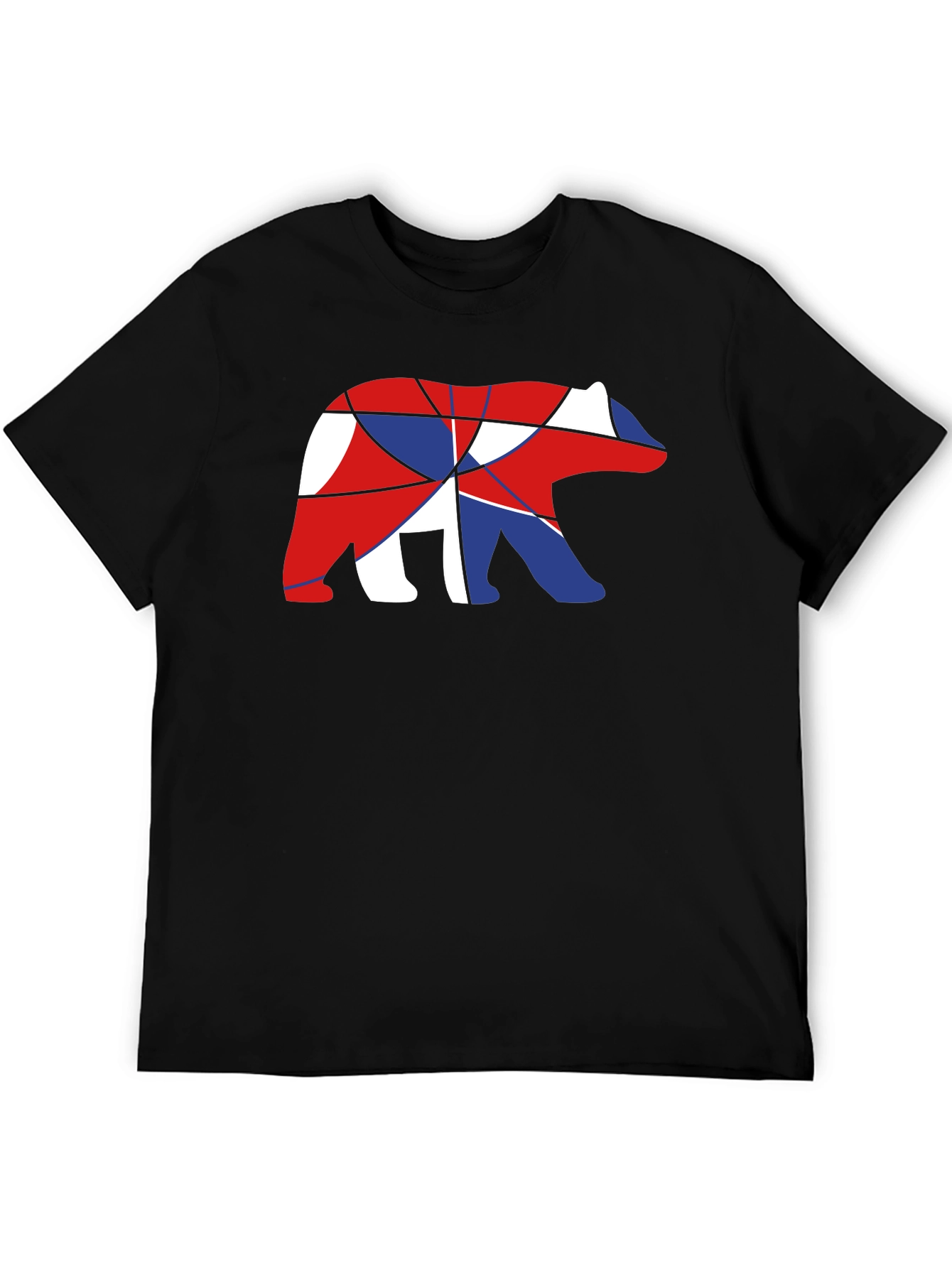 Abstract Bear Graphic T-Shirt - Black