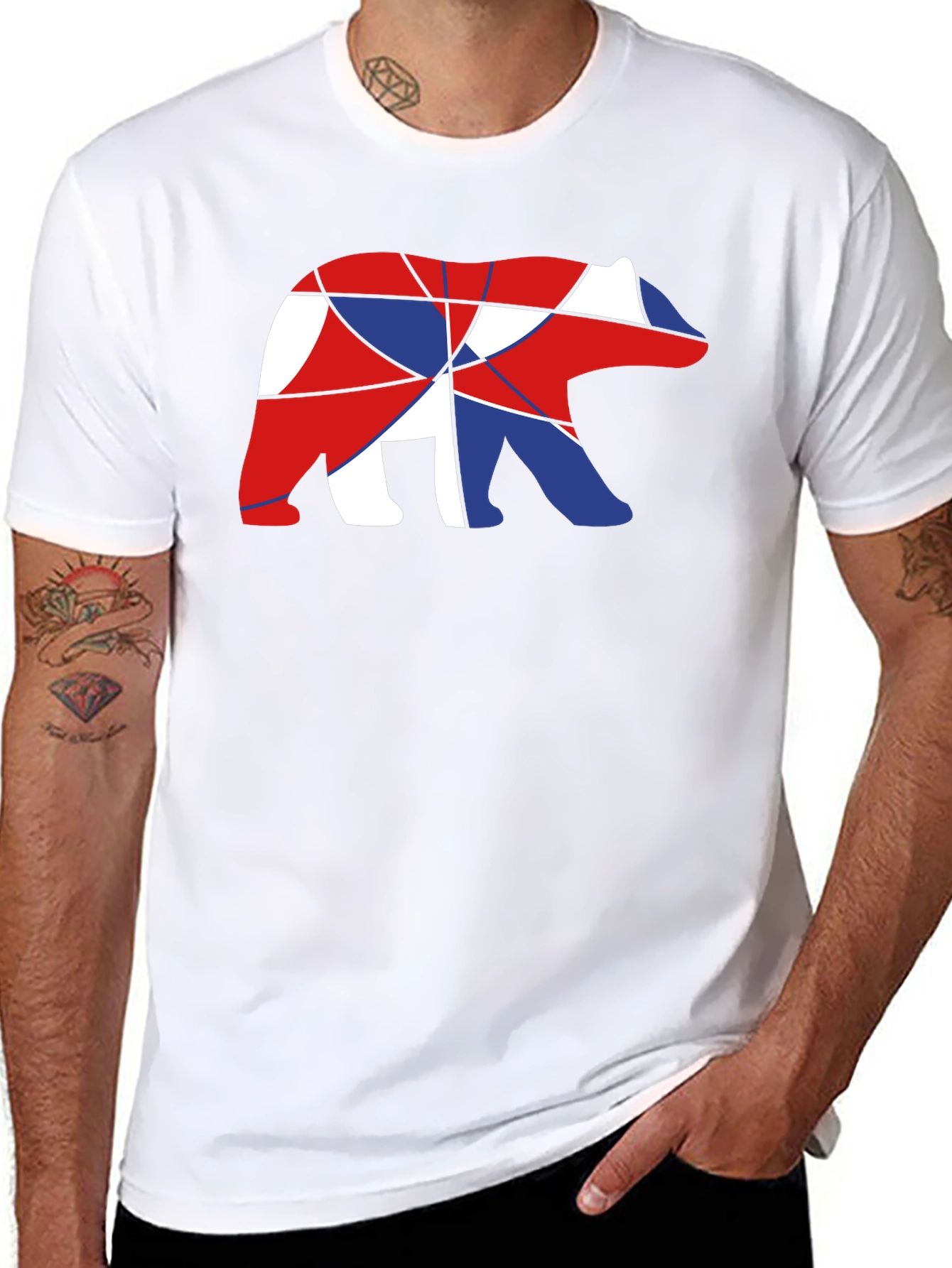 Abstract Bear Graphic T-Shirt - Black