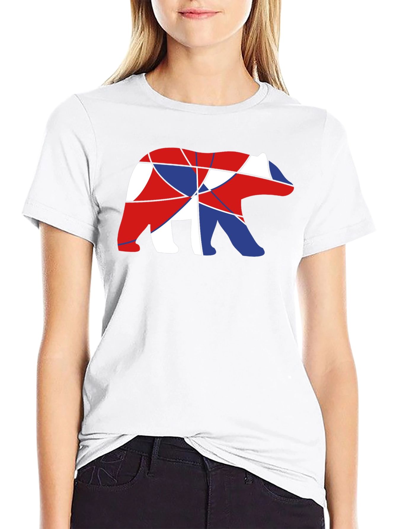 Abstract Bear Graphic T-Shirt - Black