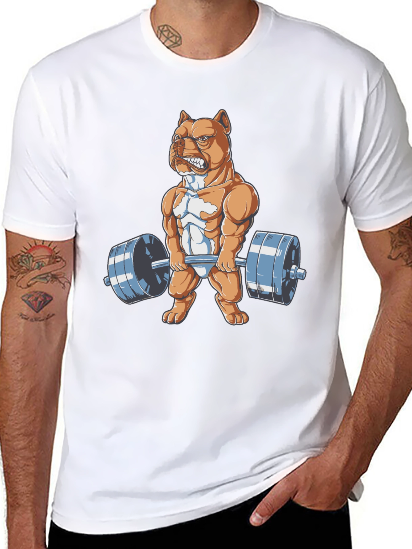 Dog Lifting Weights Graphic Tee