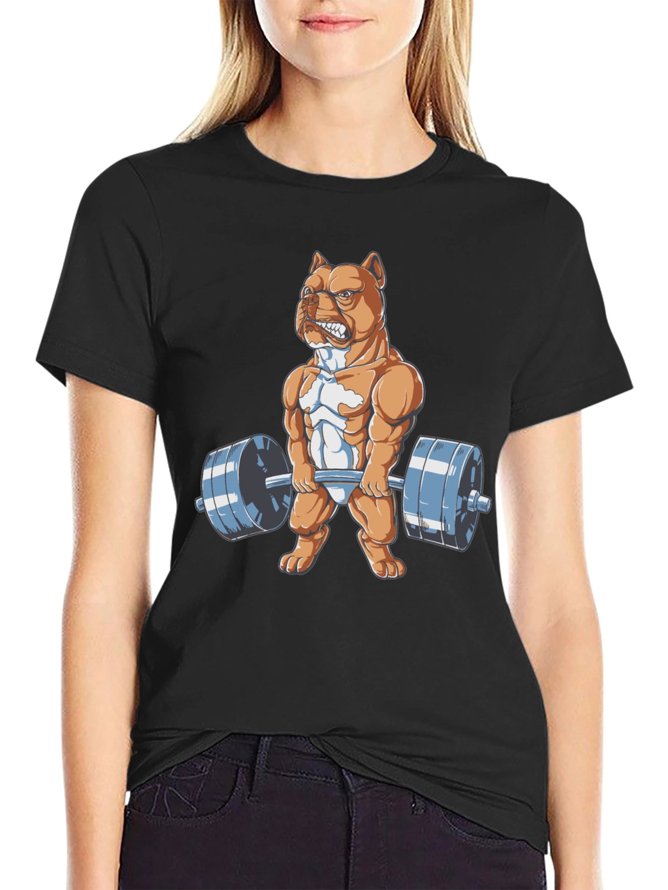 Dog Lifting Weights Graphic Tee