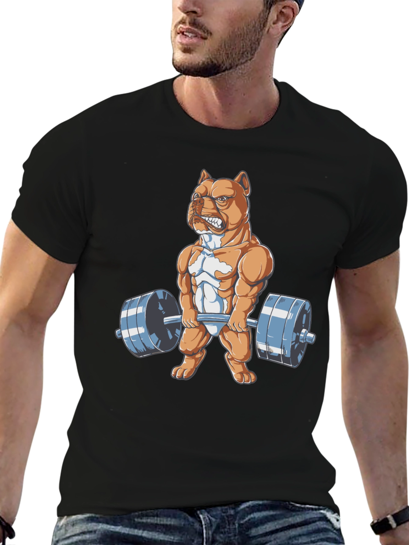 Dog Lifting Weights Graphic Tee