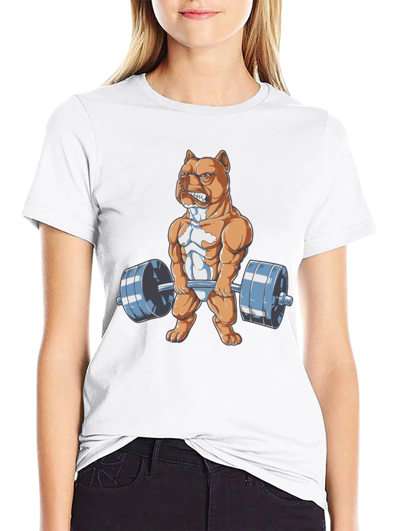 Dog Lifting Weights Graphic Tee