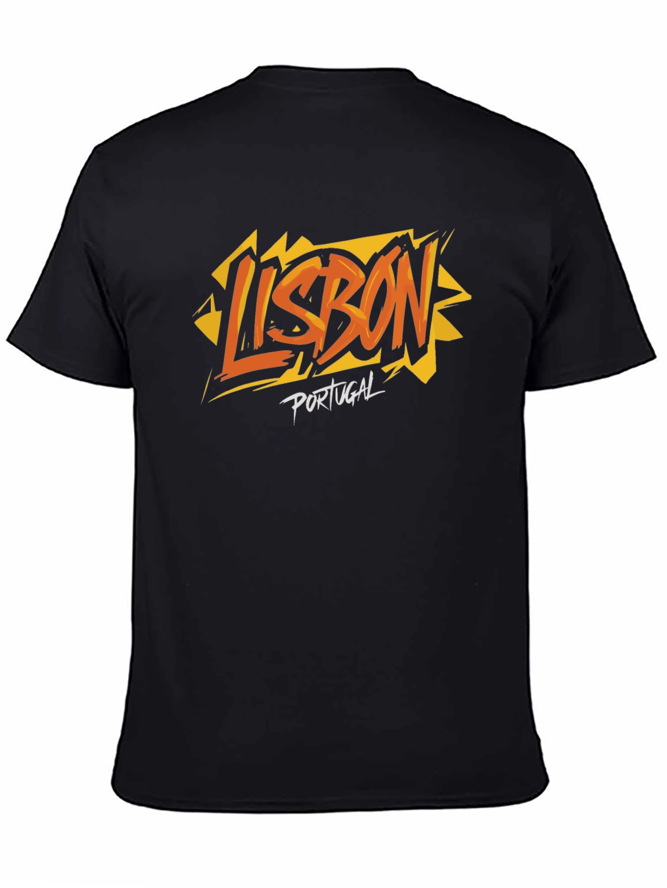 Lisbon Portugal Graphic Print Black T-Shirt