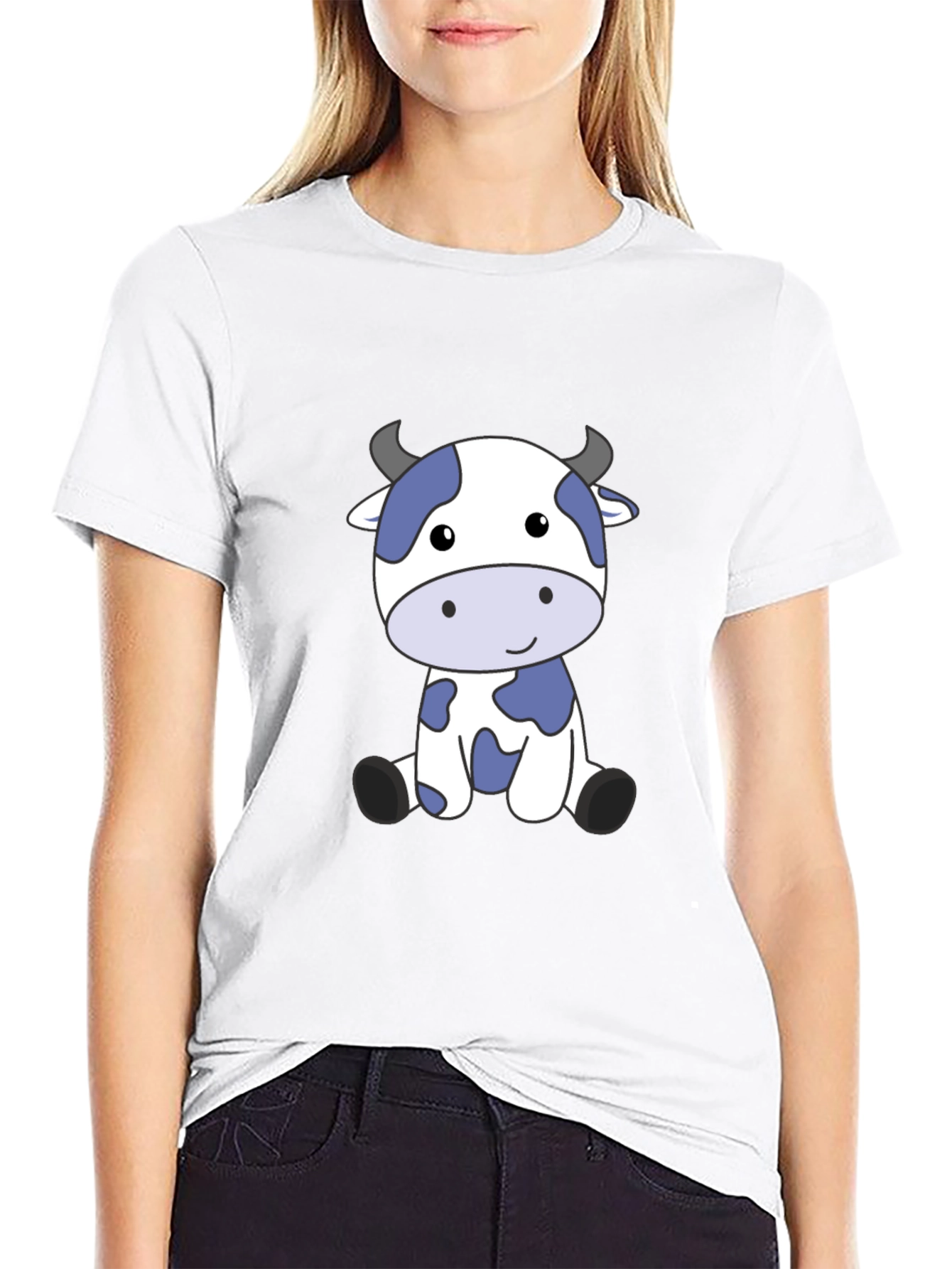 Cute Cow Graphic Tee - Soft Black T-Shirt
