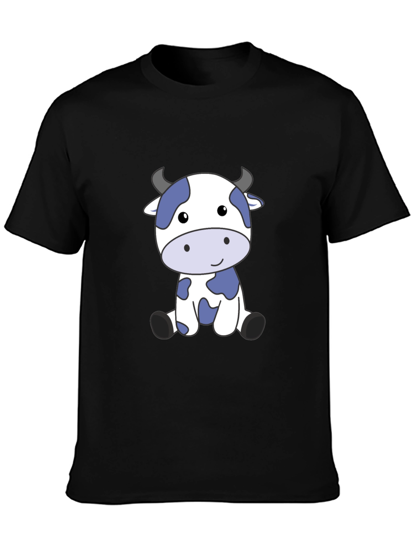 Cute Cow Graphic Tee - Soft Black T-Shirt
