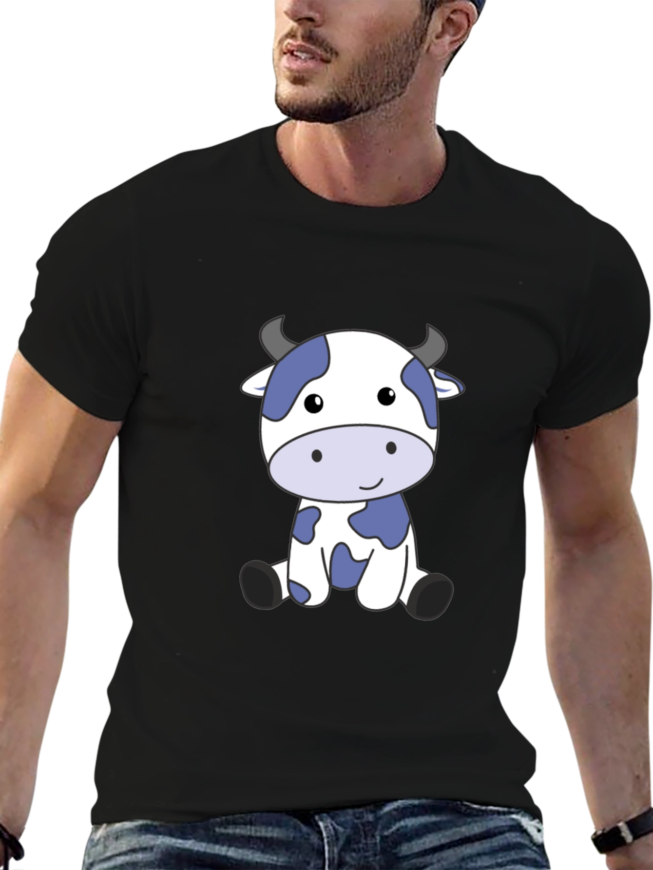 Cute Cow Graphic Tee - Soft Black T-Shirt
