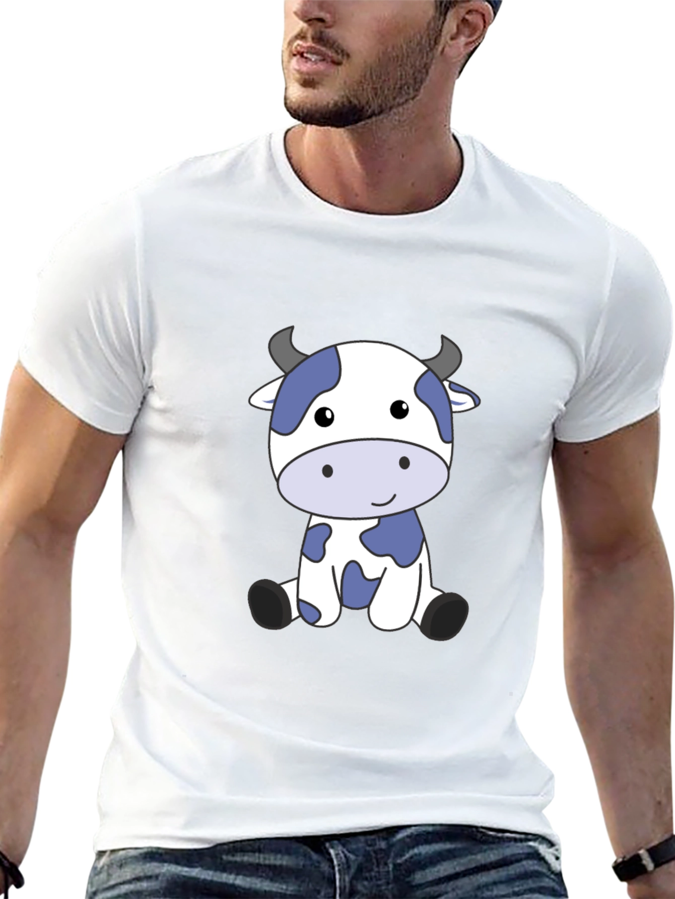 Cute Cow Graphic Tee - Soft Black T-Shirt