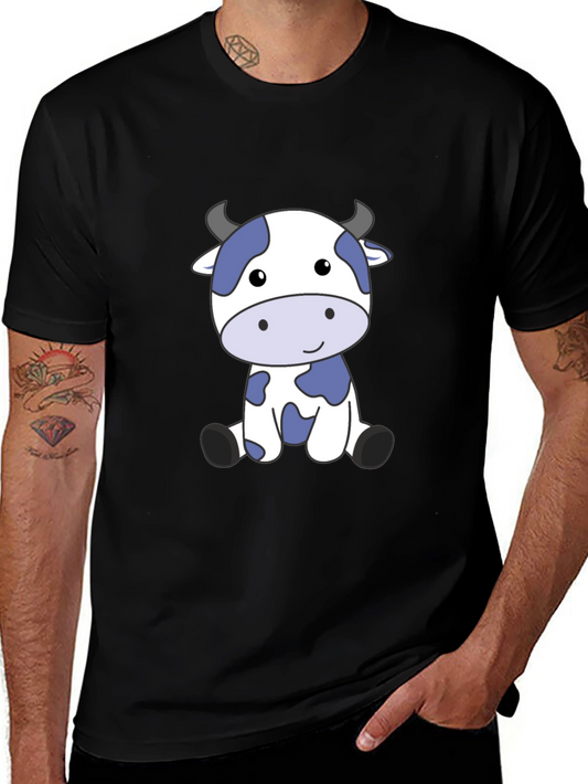 Cute Cow Graphic Tee - Soft Black T-Shirt