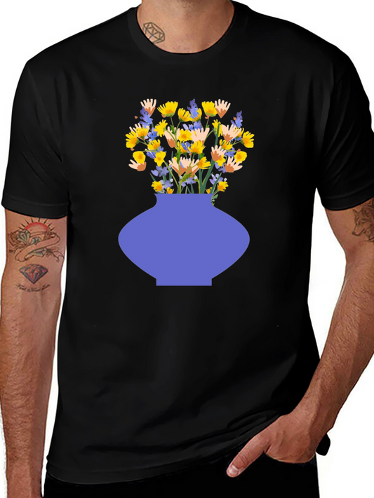 Floral Vase Graphic Tee - Stylish and Unique Design