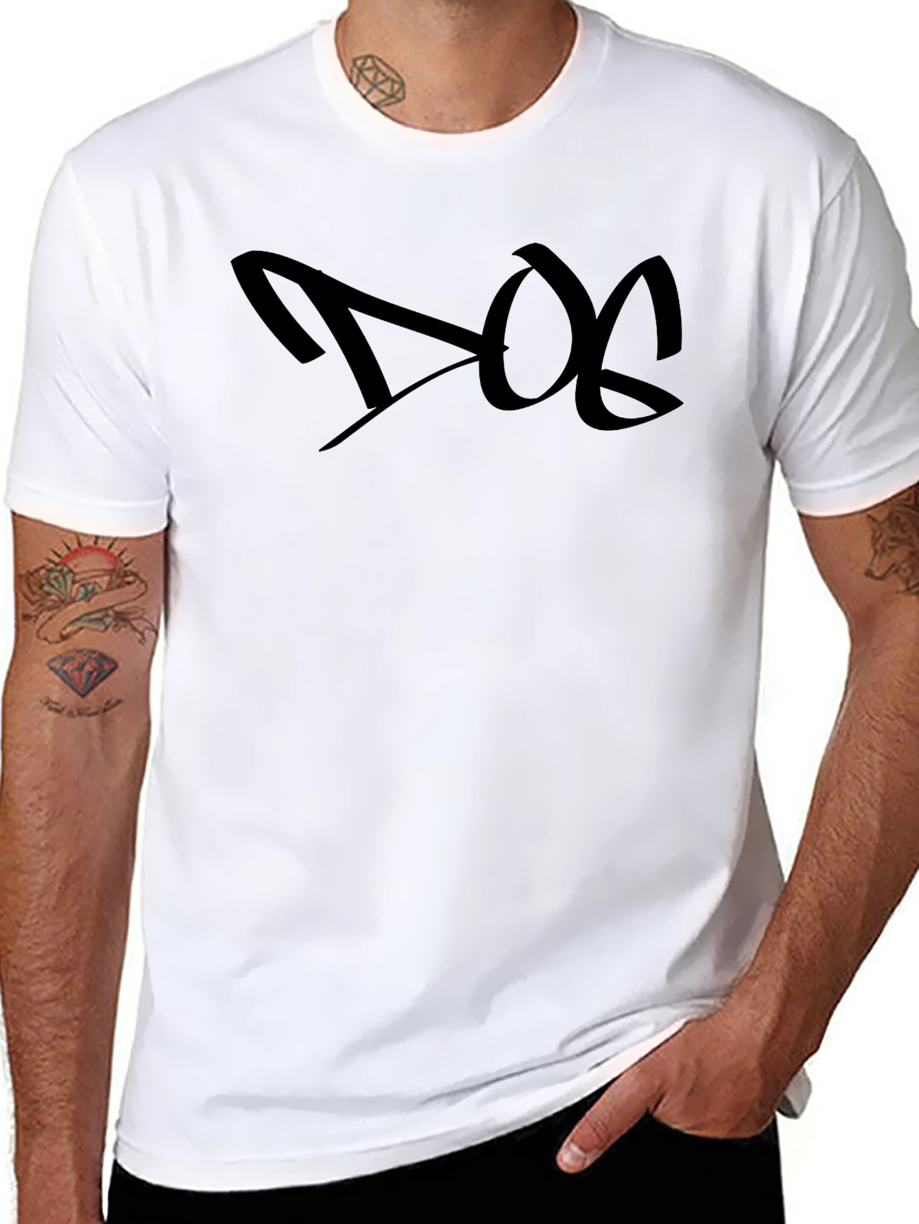 Dog Graphic Tee - Black Casual T-Shirt