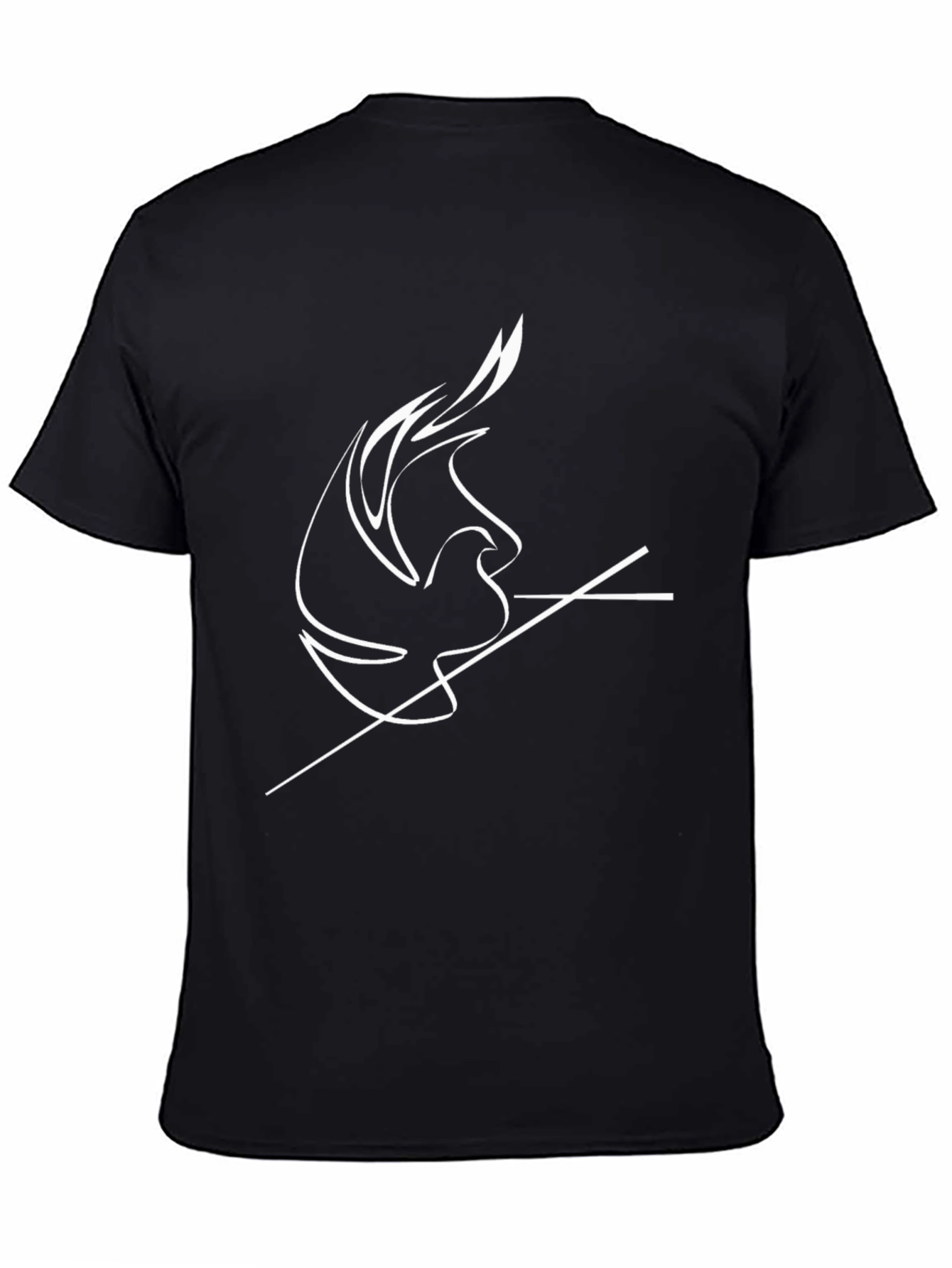 Minimalist Dove Line Art Black T-Shirt