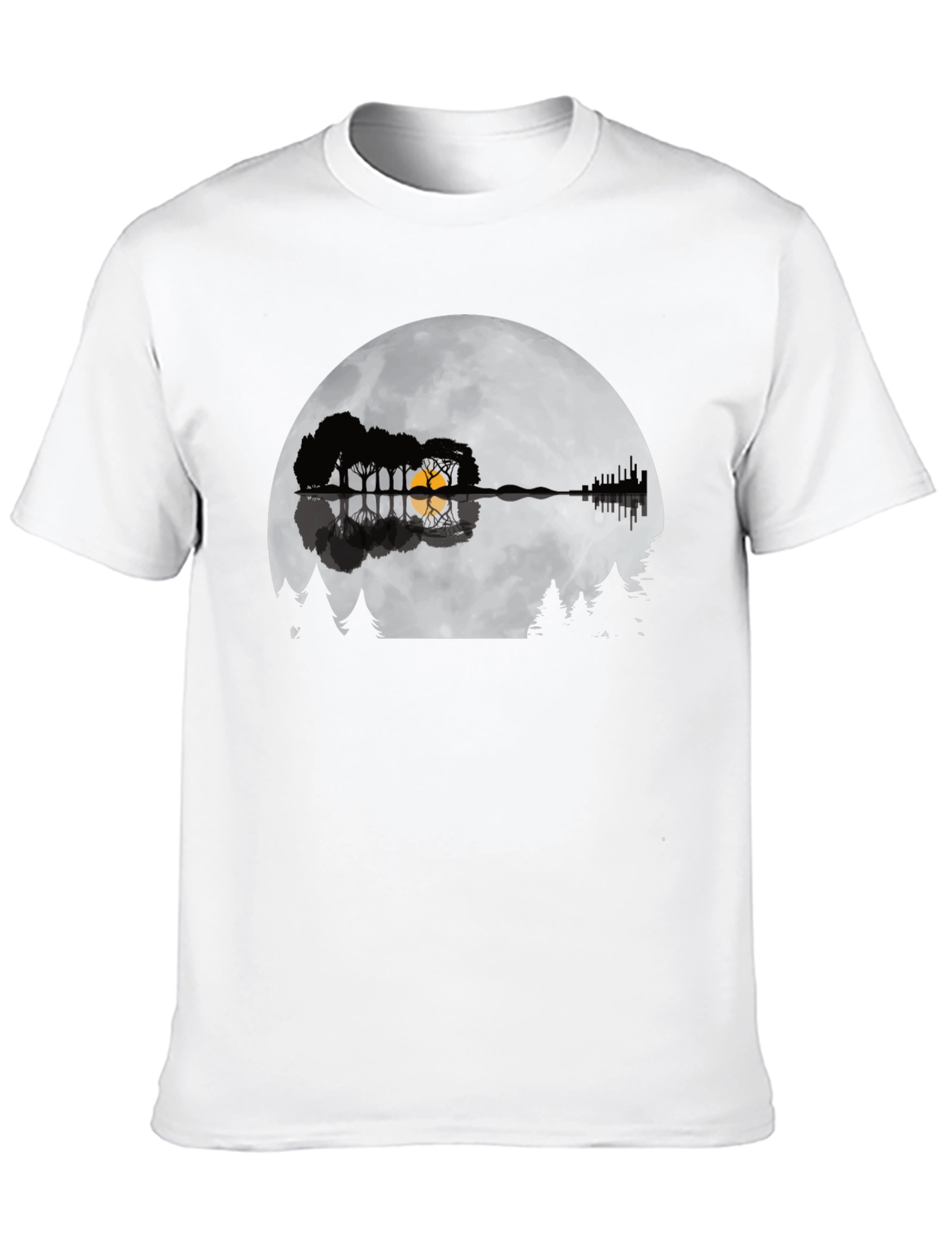 Guitar Lake Silhouette Tee - Music & Nature Shirt