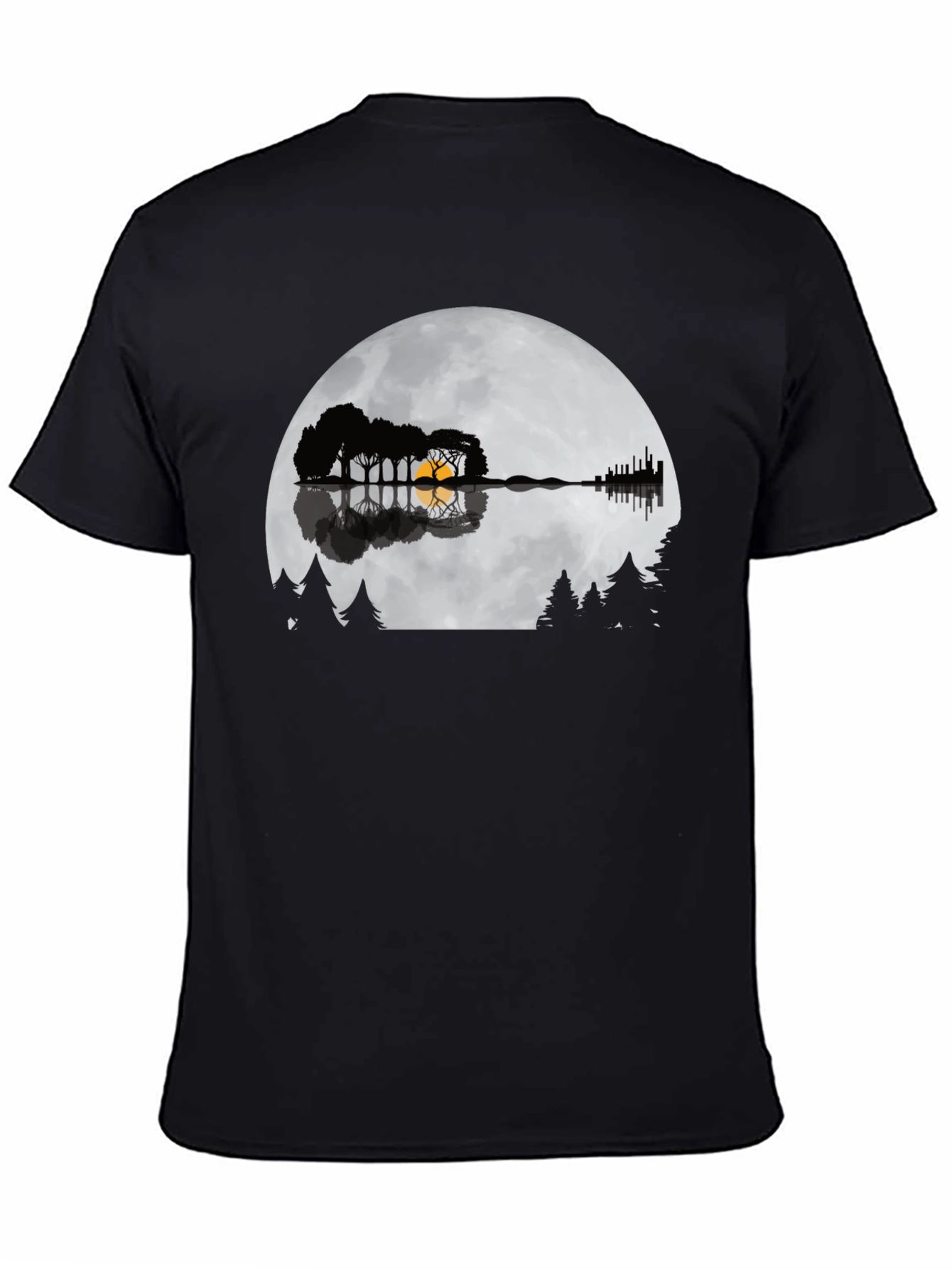 Guitar Lake Silhouette Tee - Music & Nature Shirt