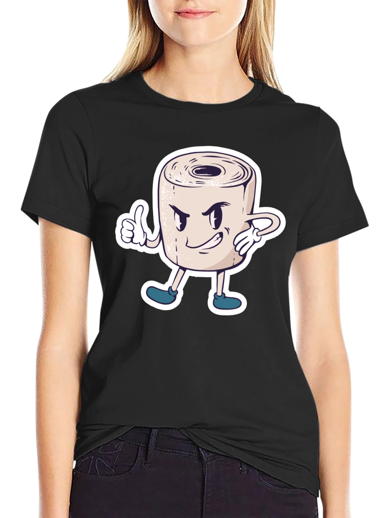 Toilet Paper Roll Cartoon Graphic T-Shirt
