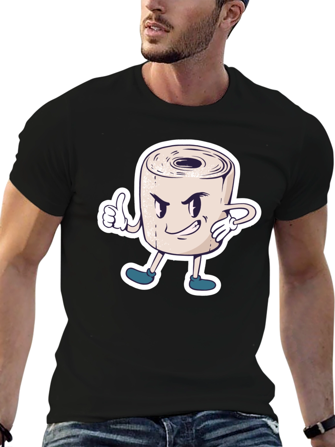 Toilet Paper Roll Cartoon Graphic T-Shirt