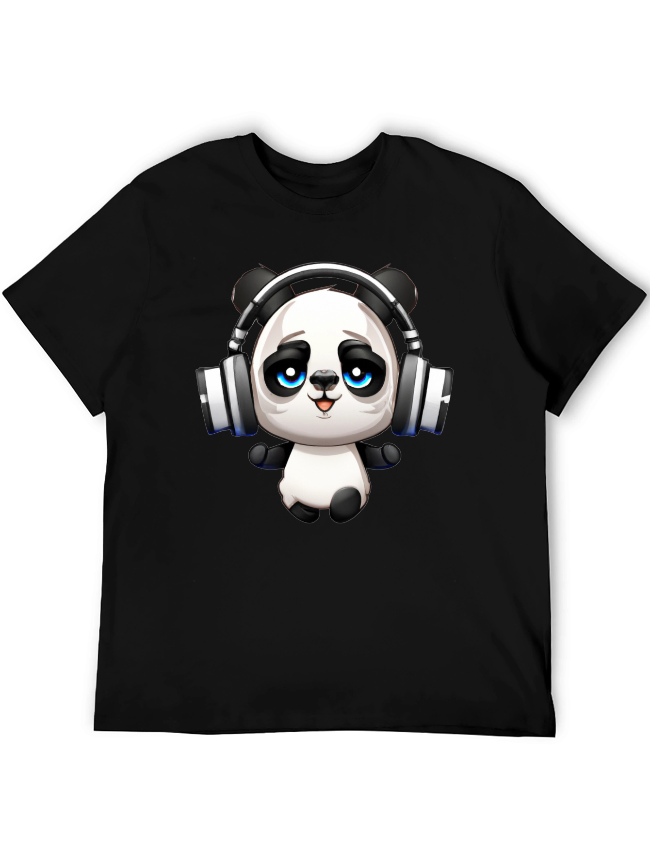 Cool Panda with Headphones Graphic T-Shirt