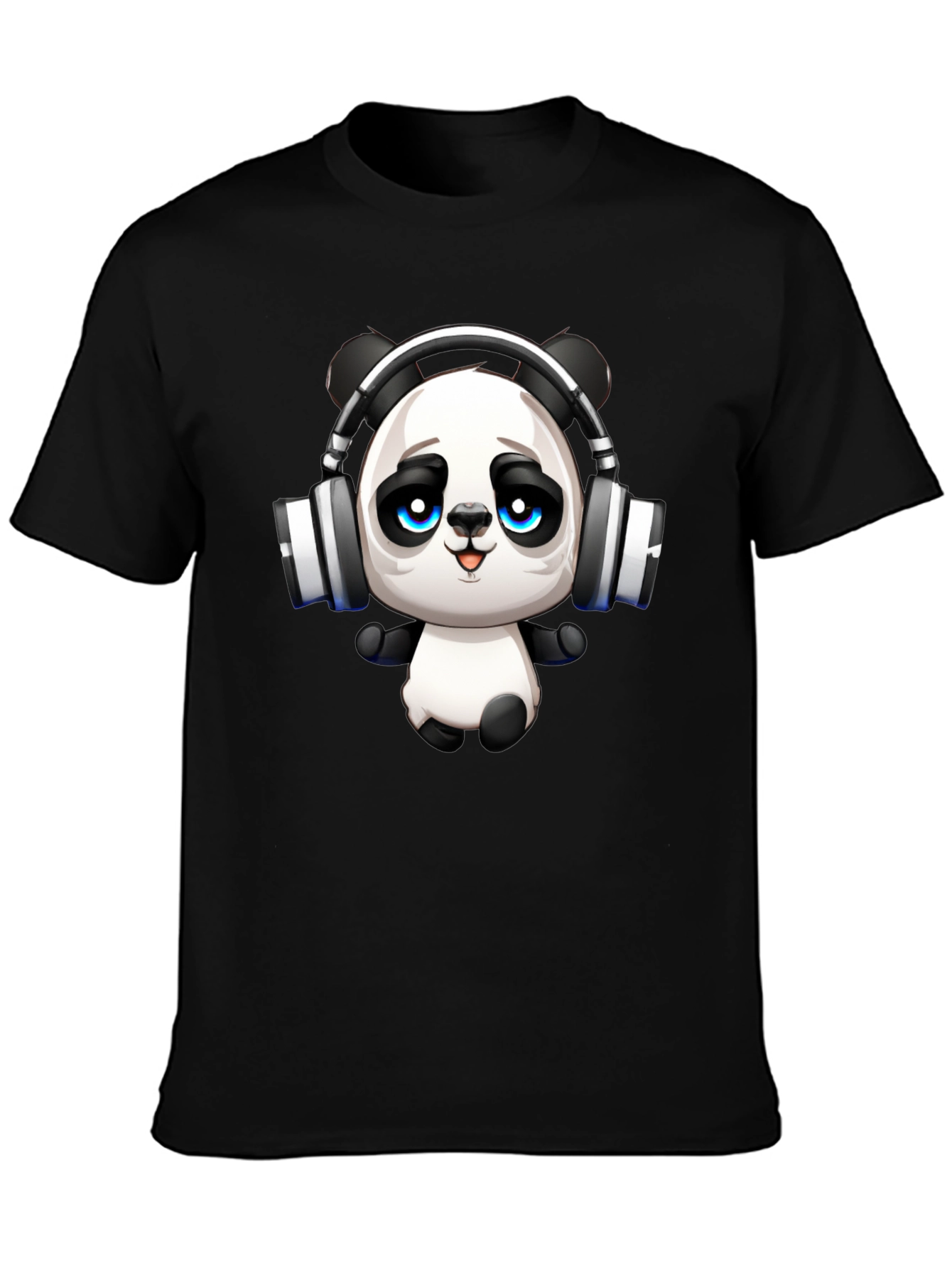 Cool Panda with Headphones Graphic T-Shirt
