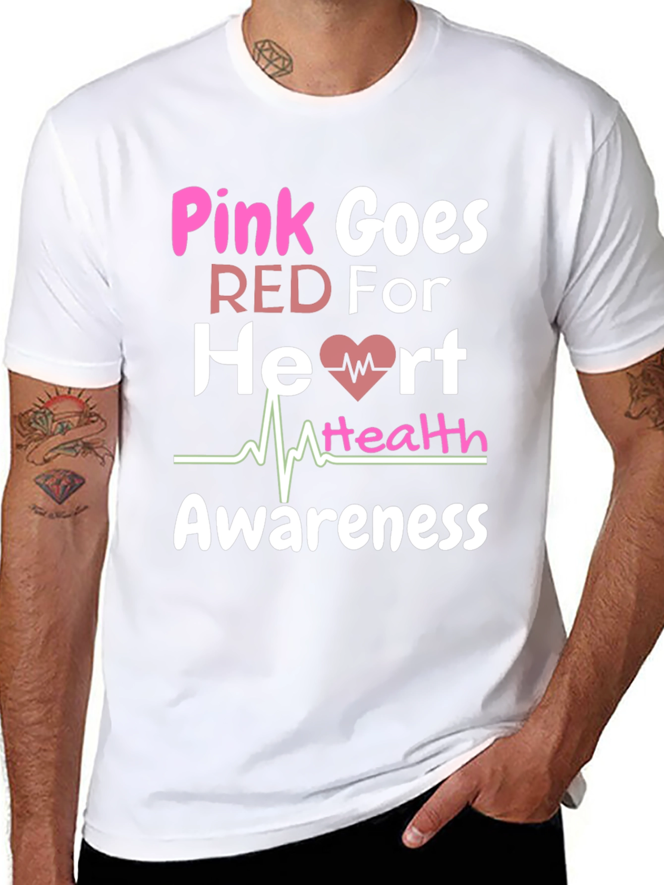 Pink Goes Red Heart Health Awareness T-Shirt