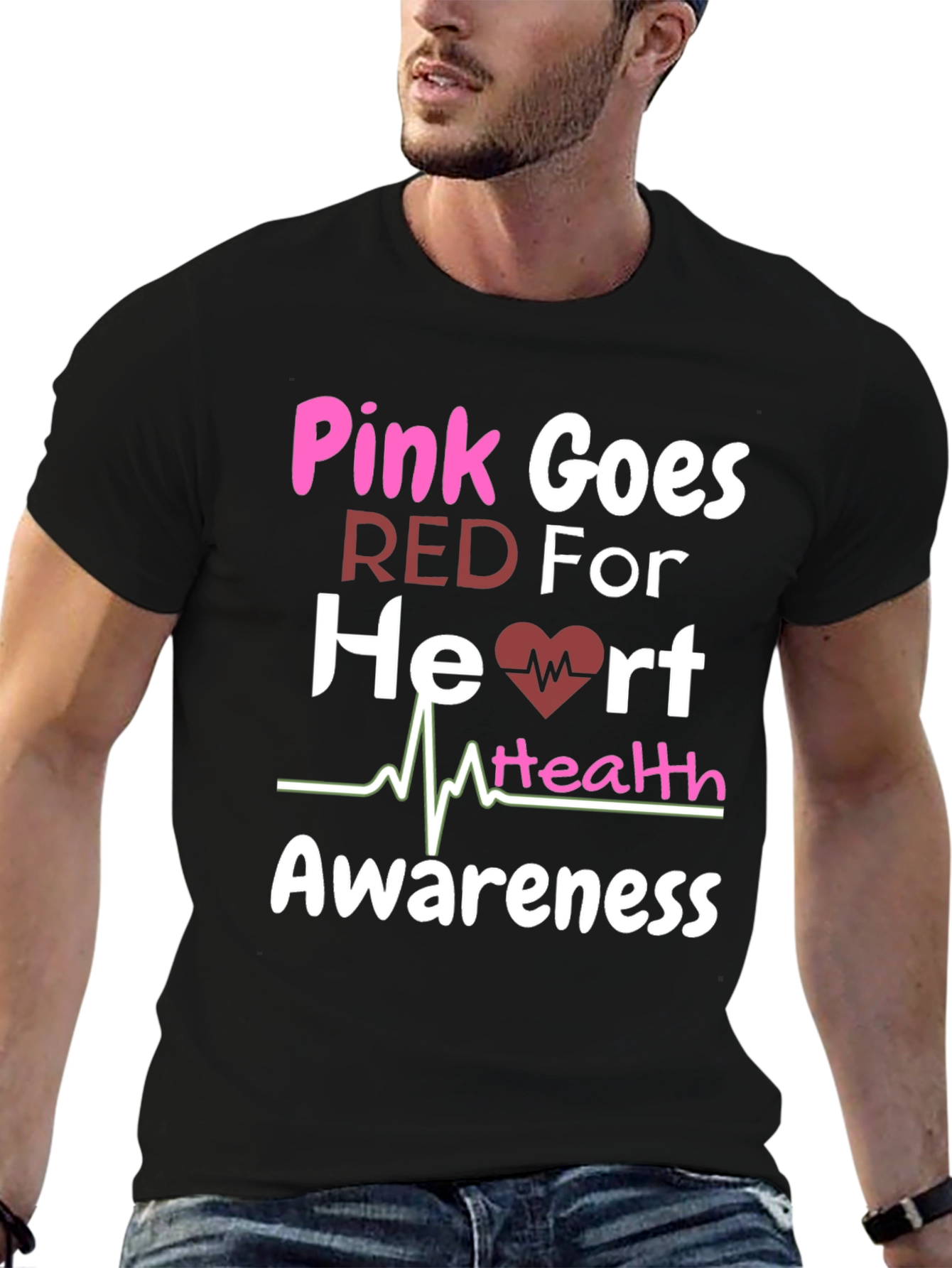 Pink Goes Red Heart Health Awareness T-Shirt
