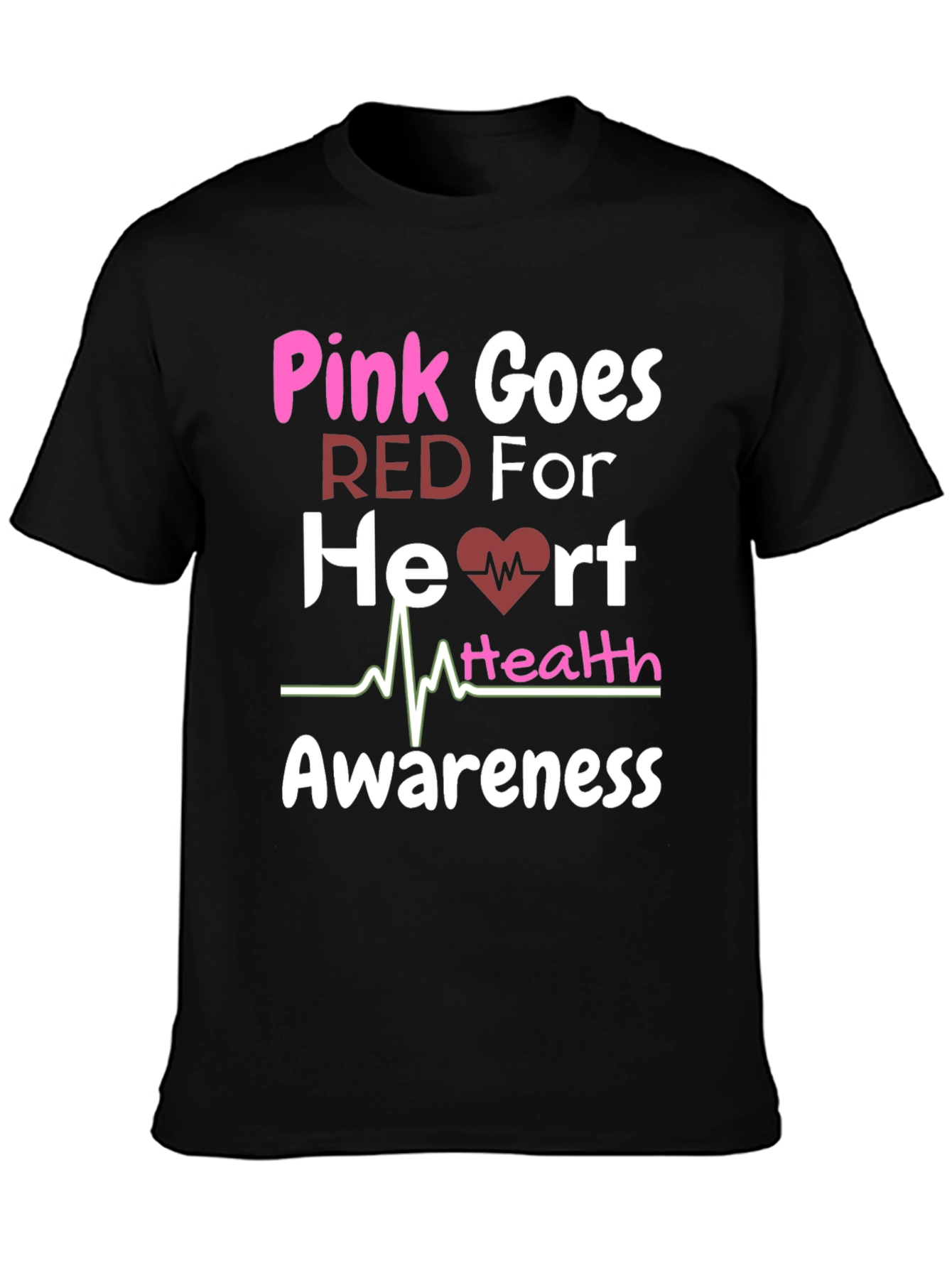 Pink Goes Red Heart Health Awareness T-Shirt
