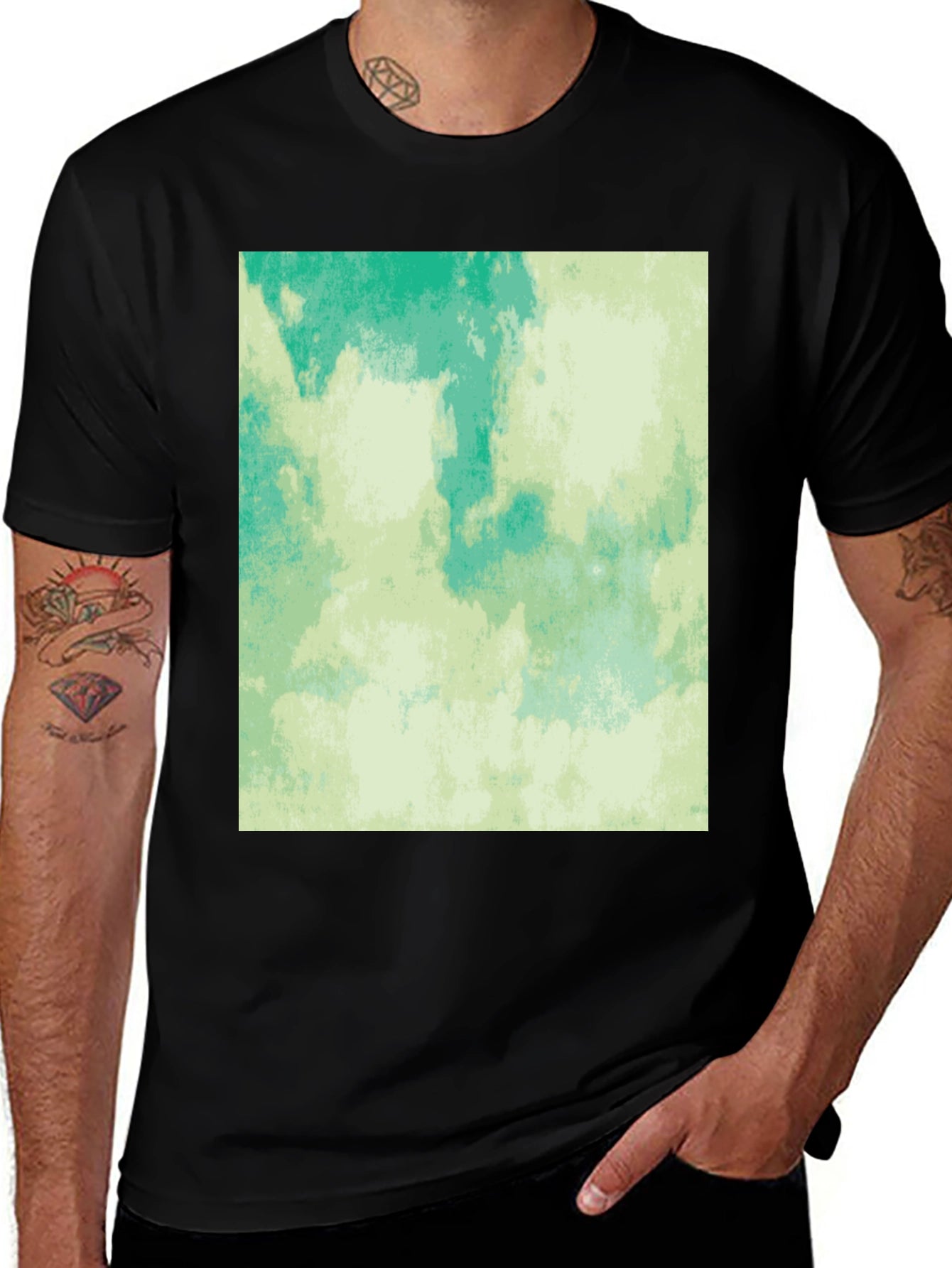 Abstract Aqua Green Graphic Tee