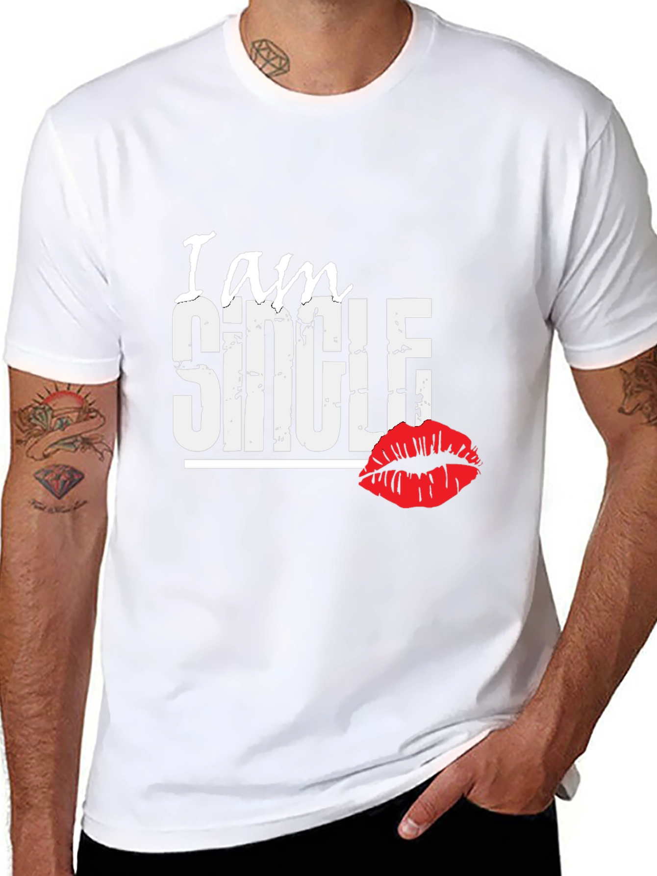 I am Single T-Shirt with Lip Print