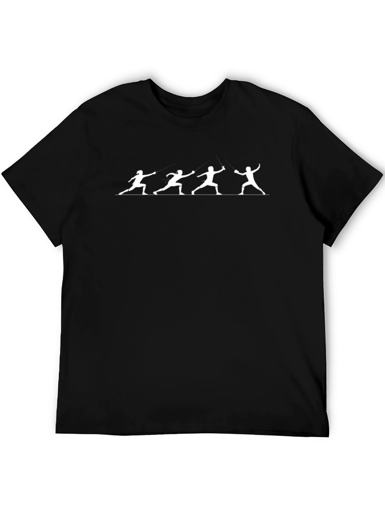 Fencing Silhouette Graphic Tee - Black Cotton Shirt