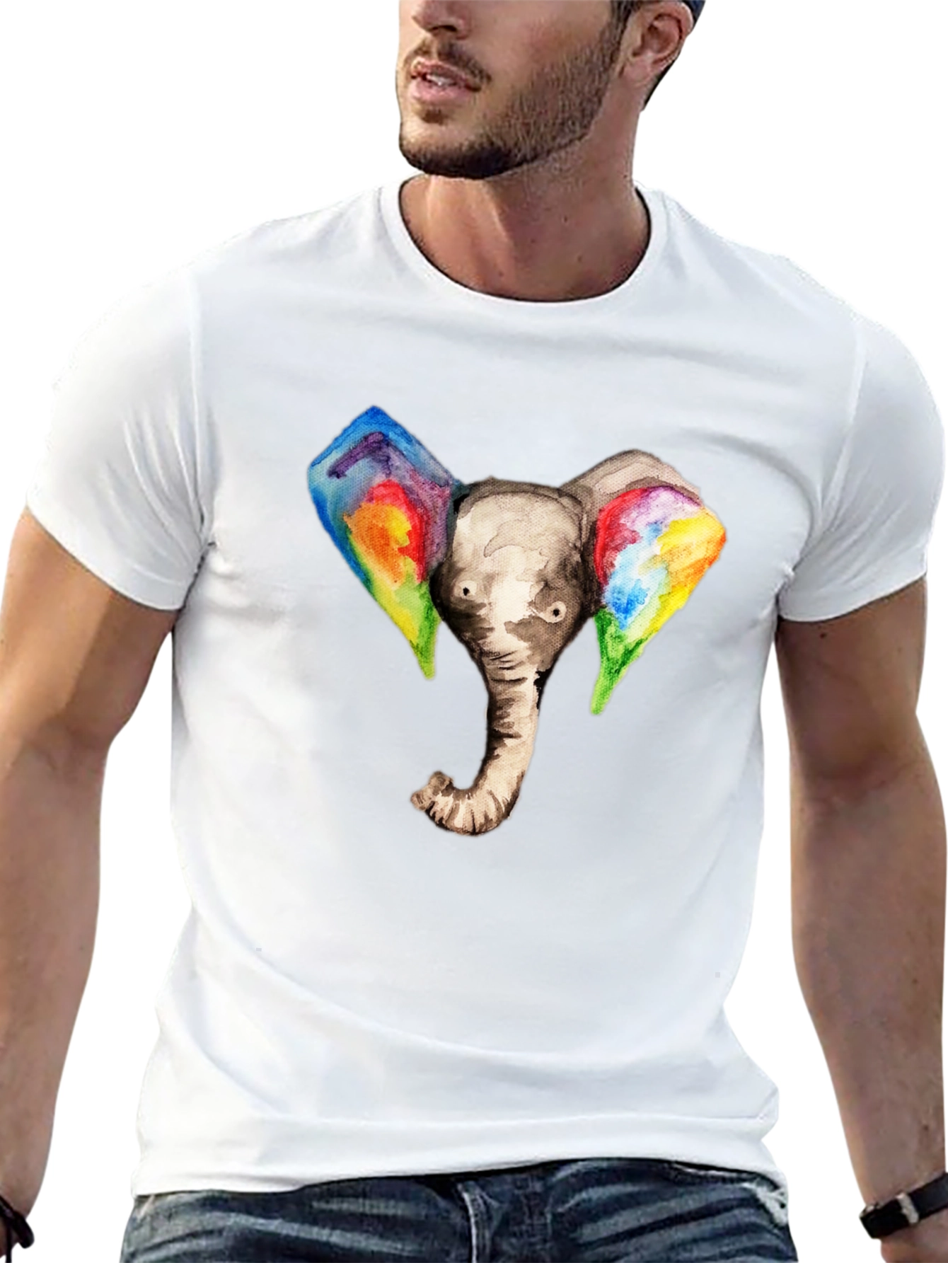 Elephant Rainbow Ears Graphic T-Shirt