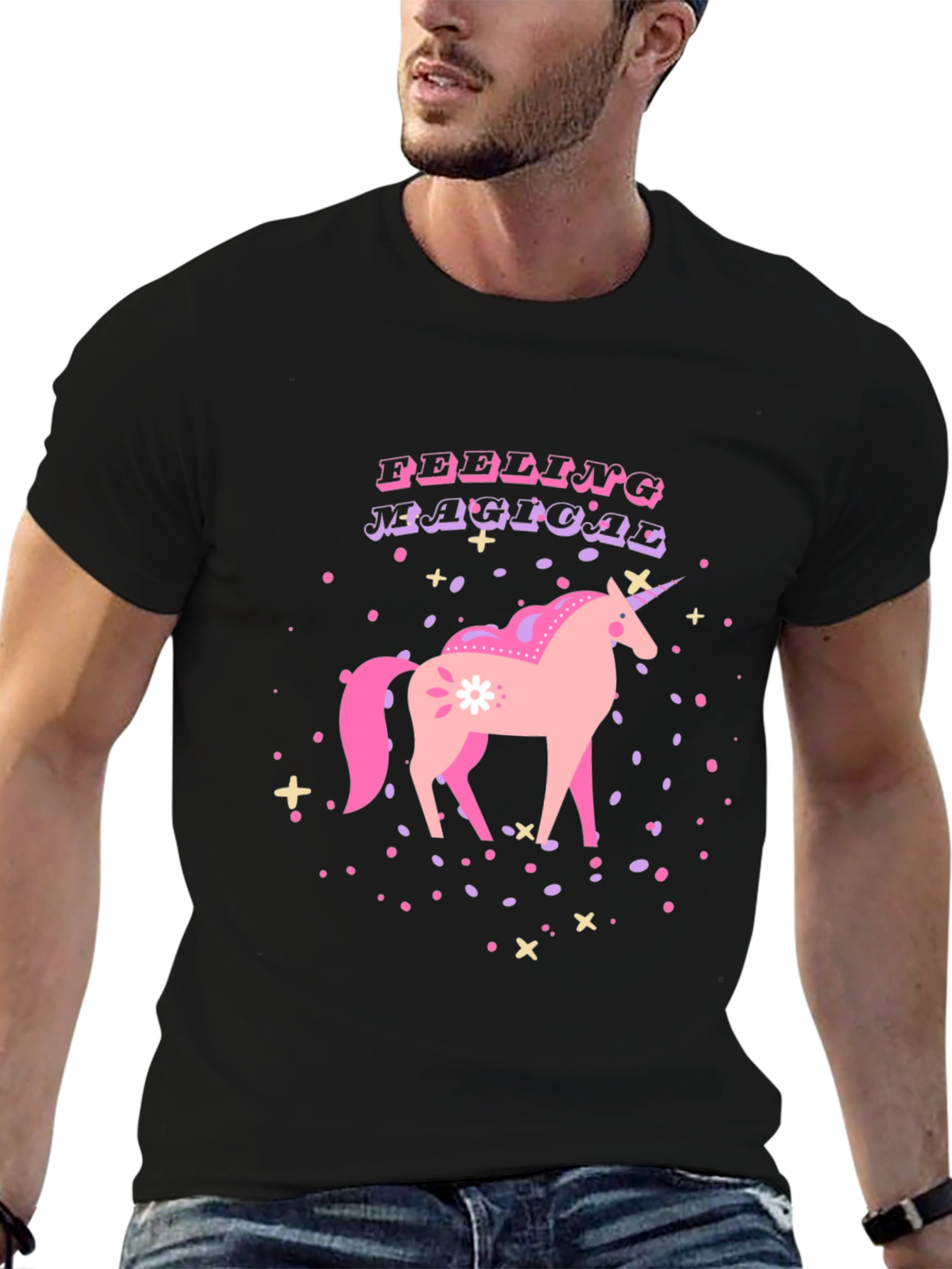 Magical Unicorn Graphic Tee - Black