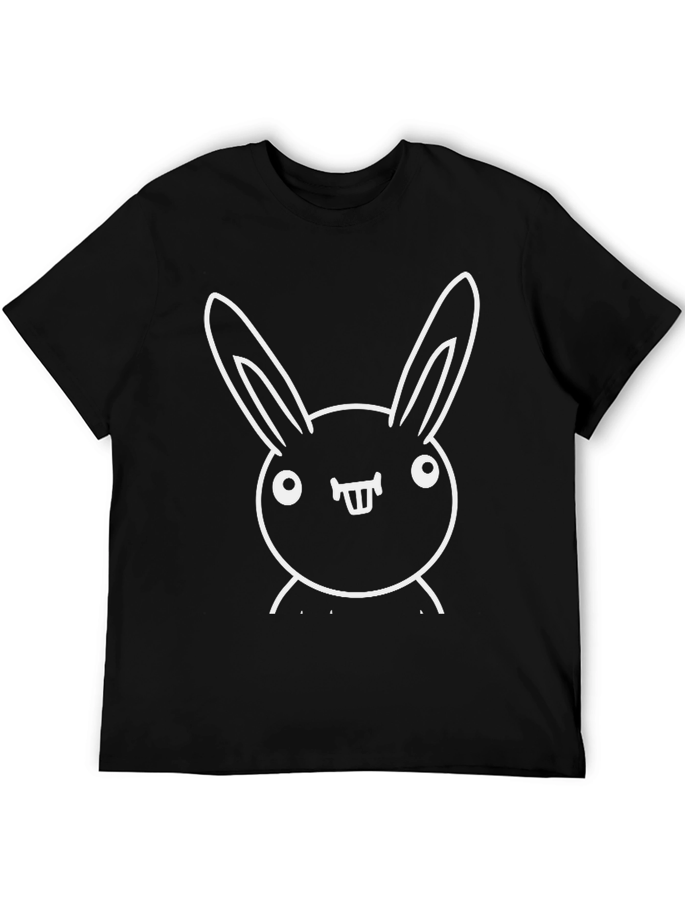 Funny Bunny Graphic Tee - Black Cotton T-Shirt