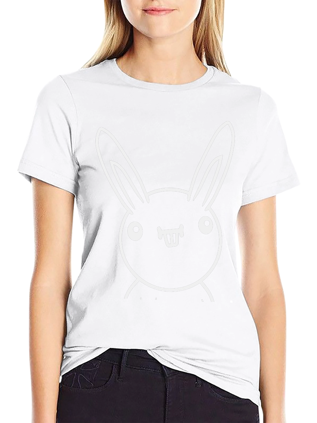 Funny Bunny Graphic Tee - Black Cotton T-Shirt
