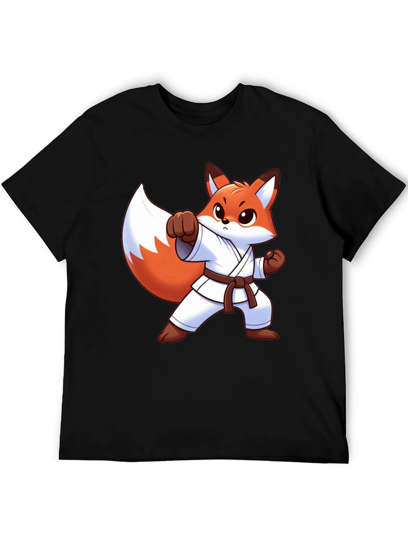 Karate Fox Graphic Tee - Black Cotton T-Shirt