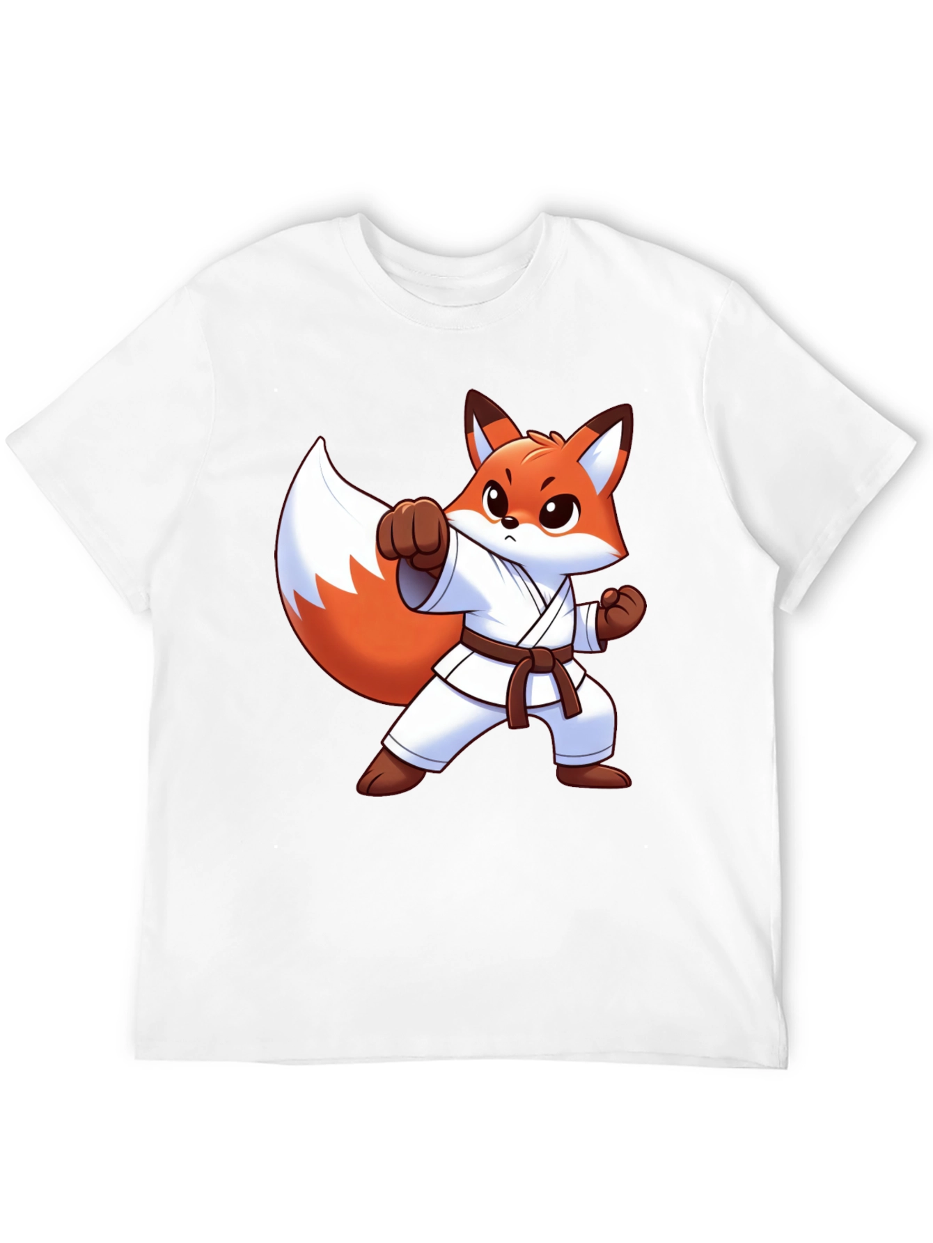 Karate Fox Graphic Tee - Black Cotton T-Shirt