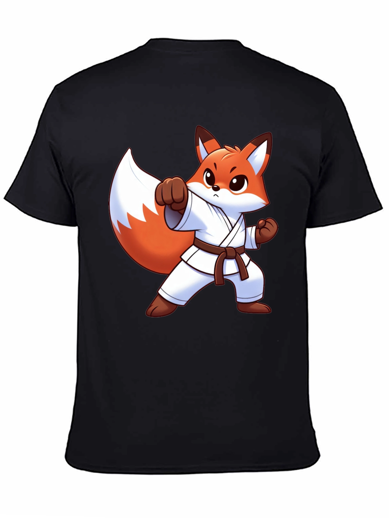 Karate Fox Graphic Tee - Black Cotton T-Shirt