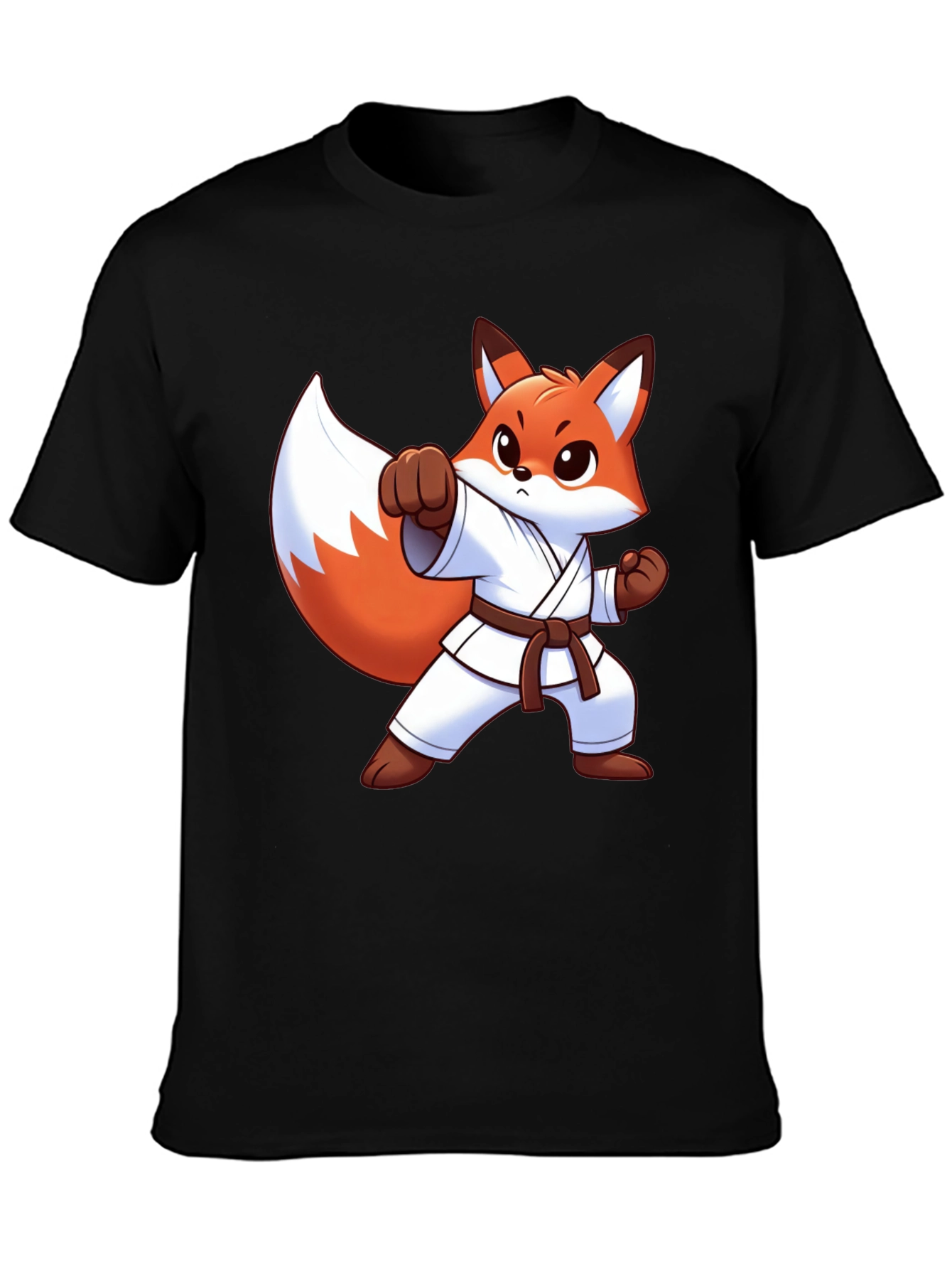 Karate Fox Graphic Tee - Black Cotton T-Shirt