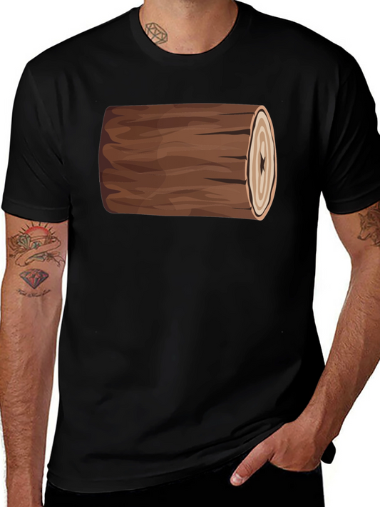 Funny Log Graphic Tee - Black Cotton T-Shirt
