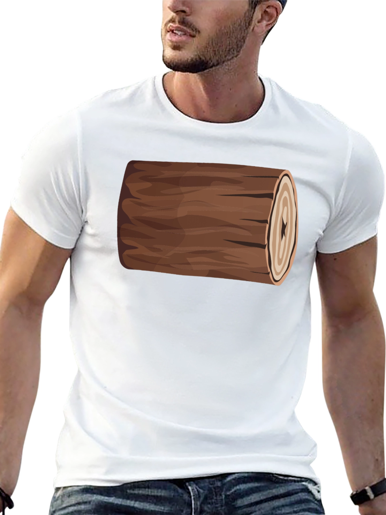 Funny Log Graphic Tee - Black Cotton T-Shirt