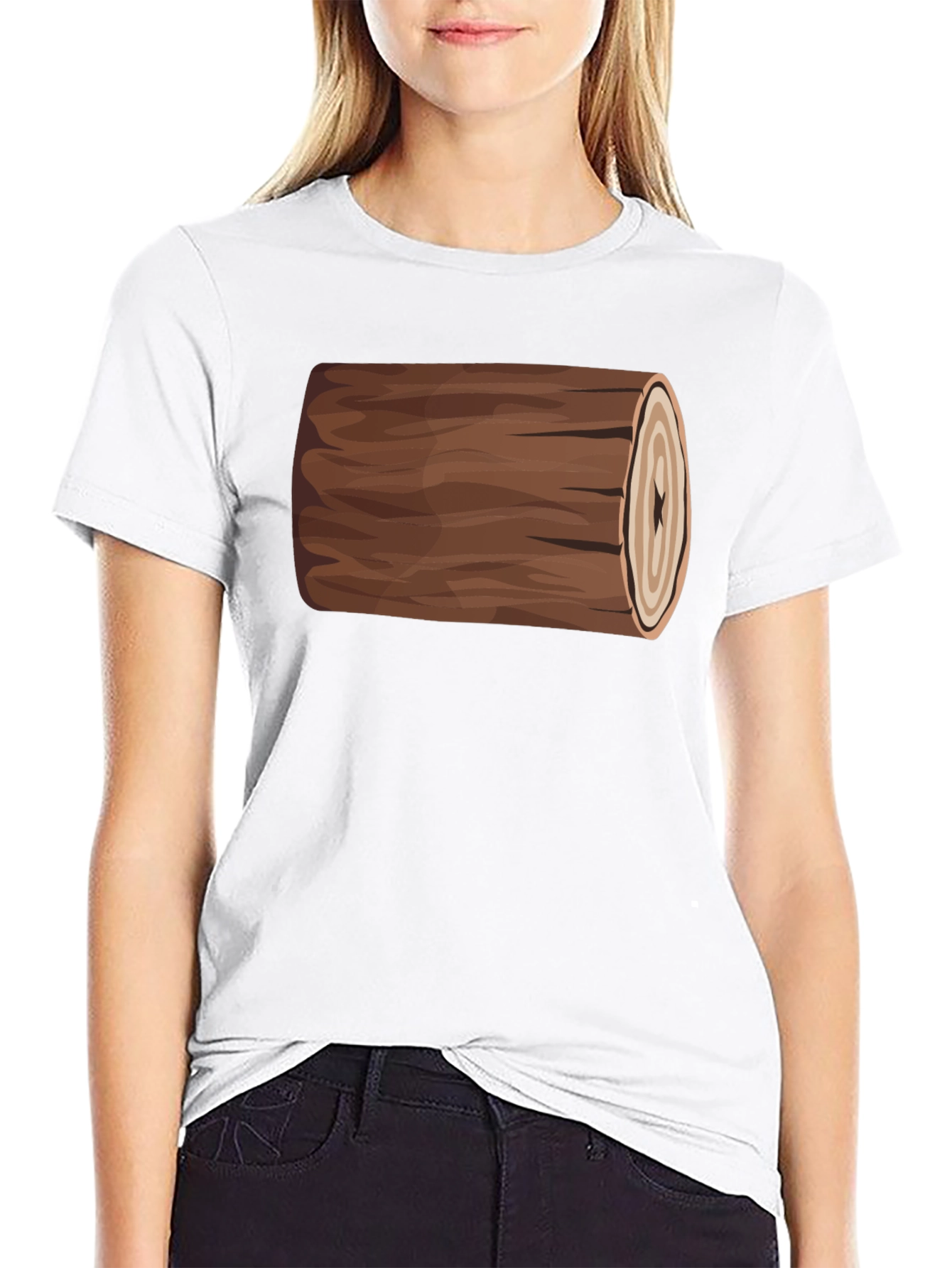 Funny Log Graphic Tee - Black Cotton T-Shirt