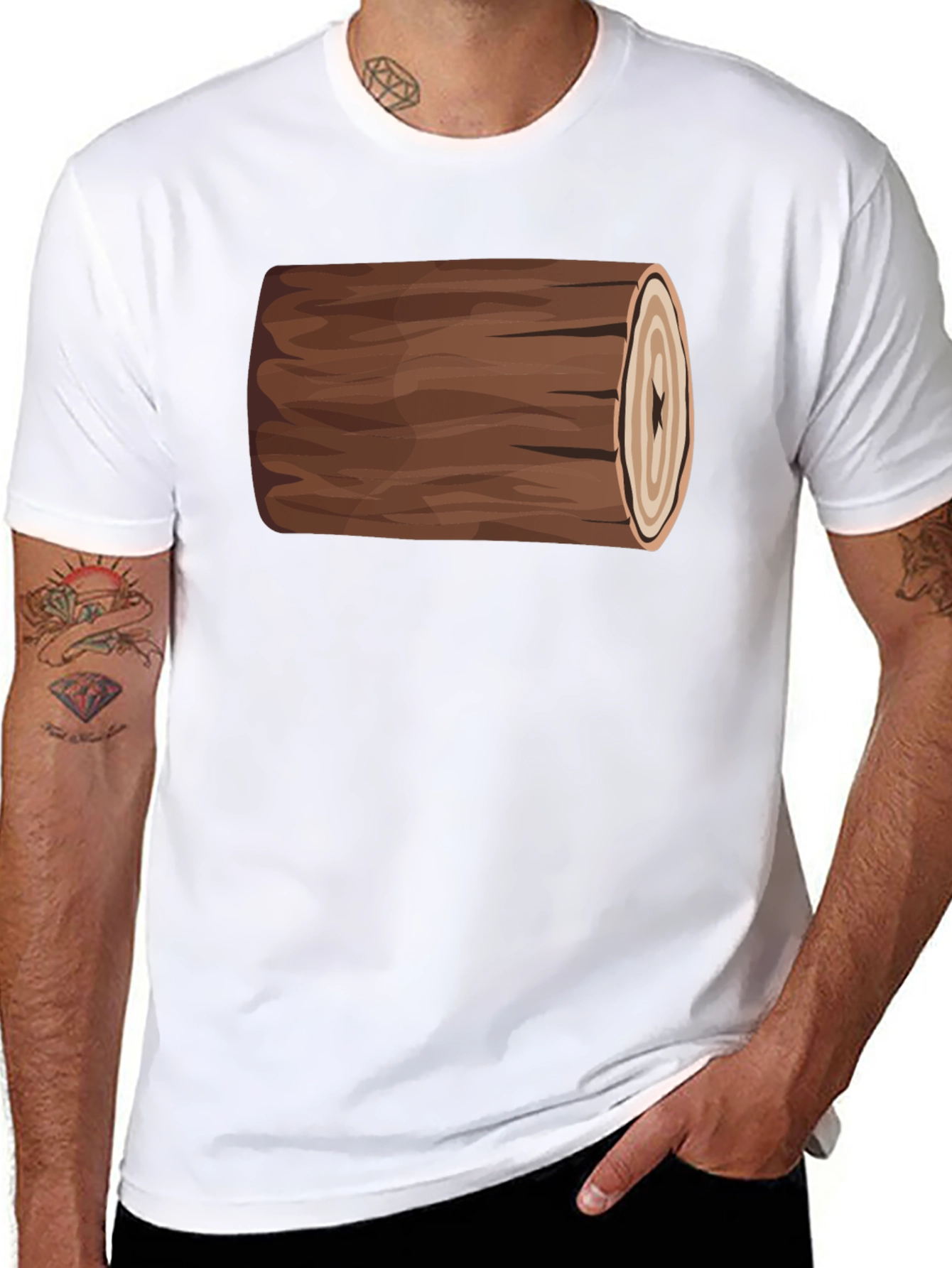 Funny Log Graphic Tee - Black Cotton T-Shirt