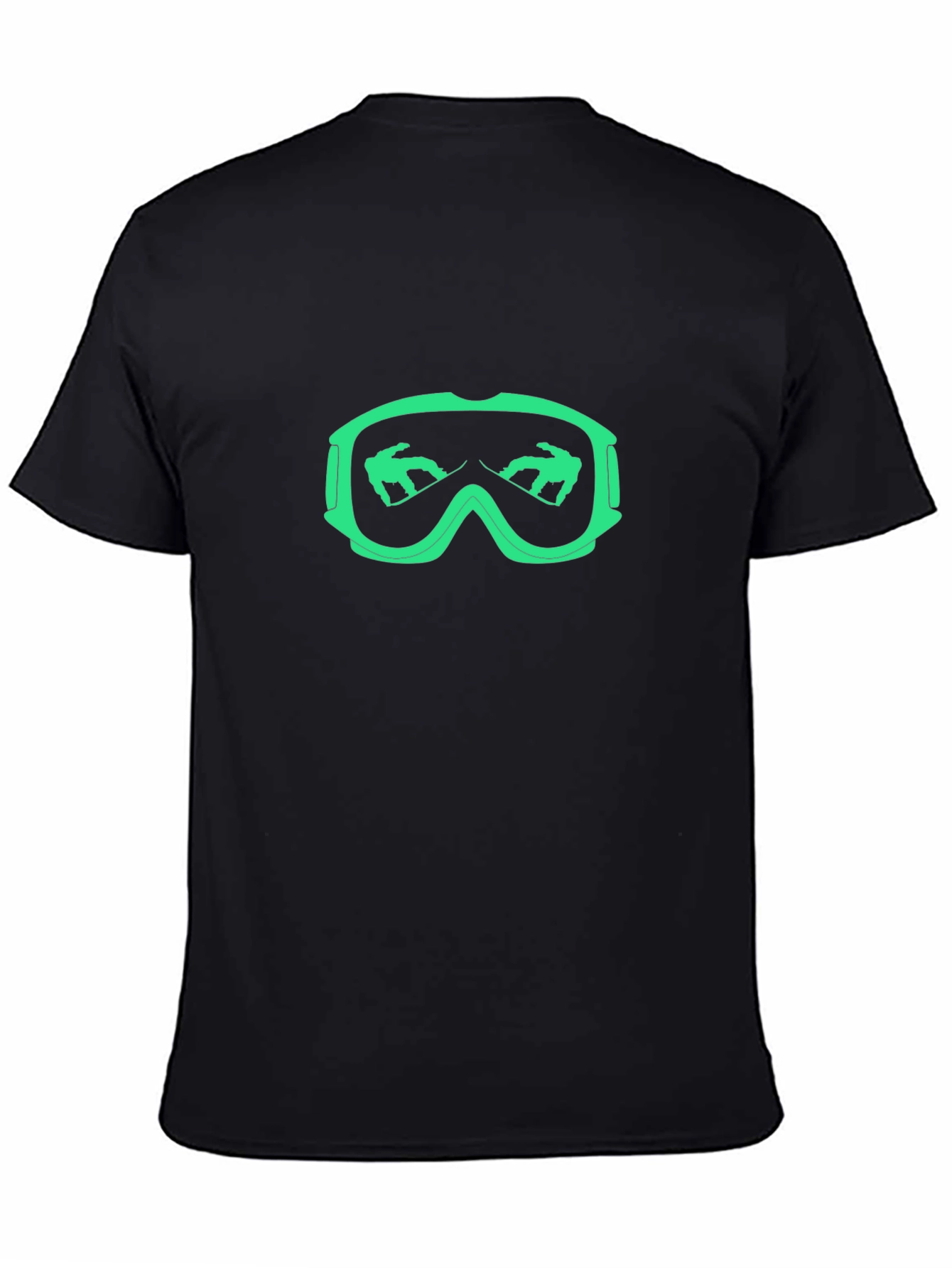 Cool Black T-Shirt with Green Ski Goggles Design