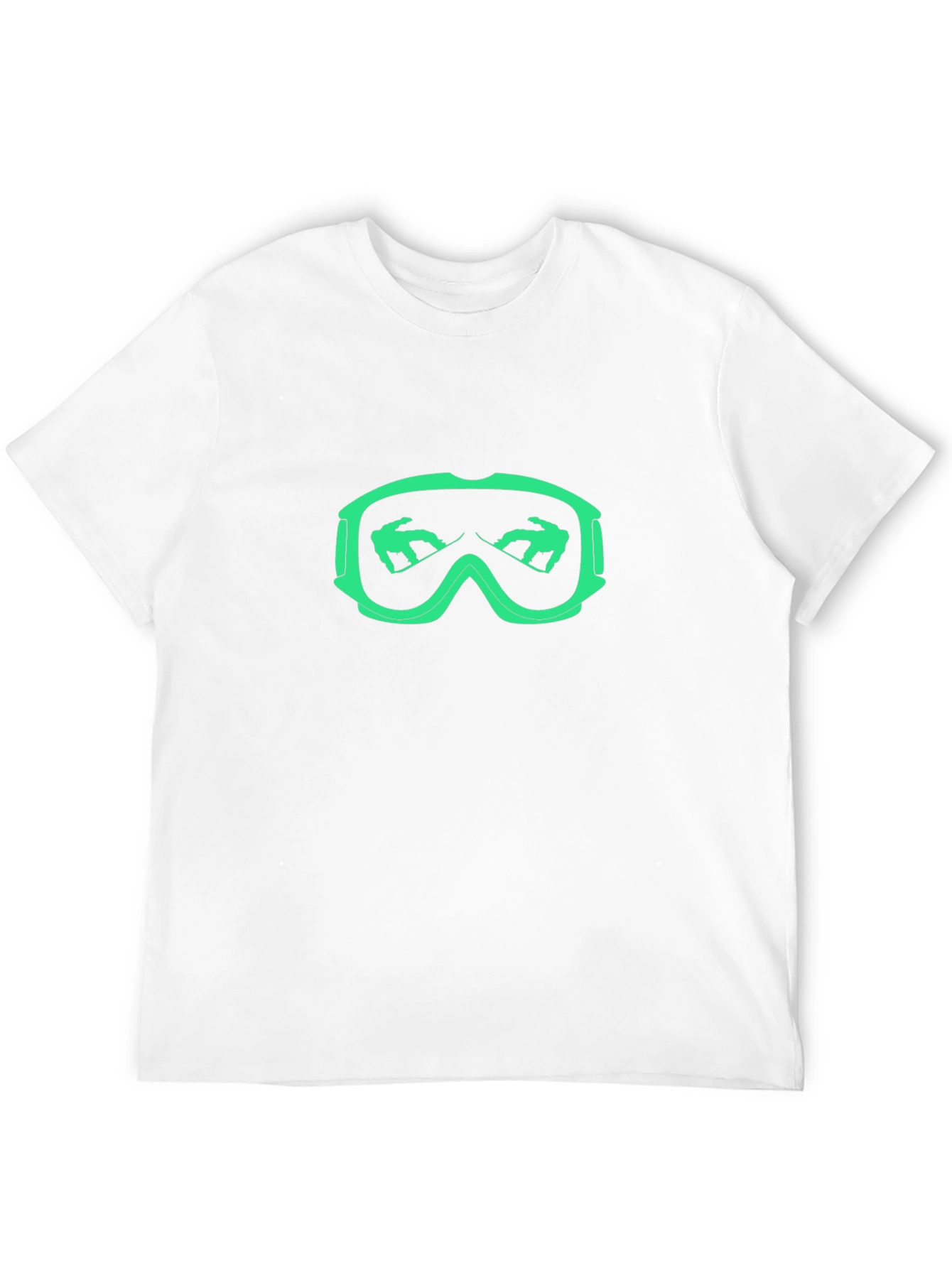 Cool Black T-Shirt with Green Ski Goggles Design