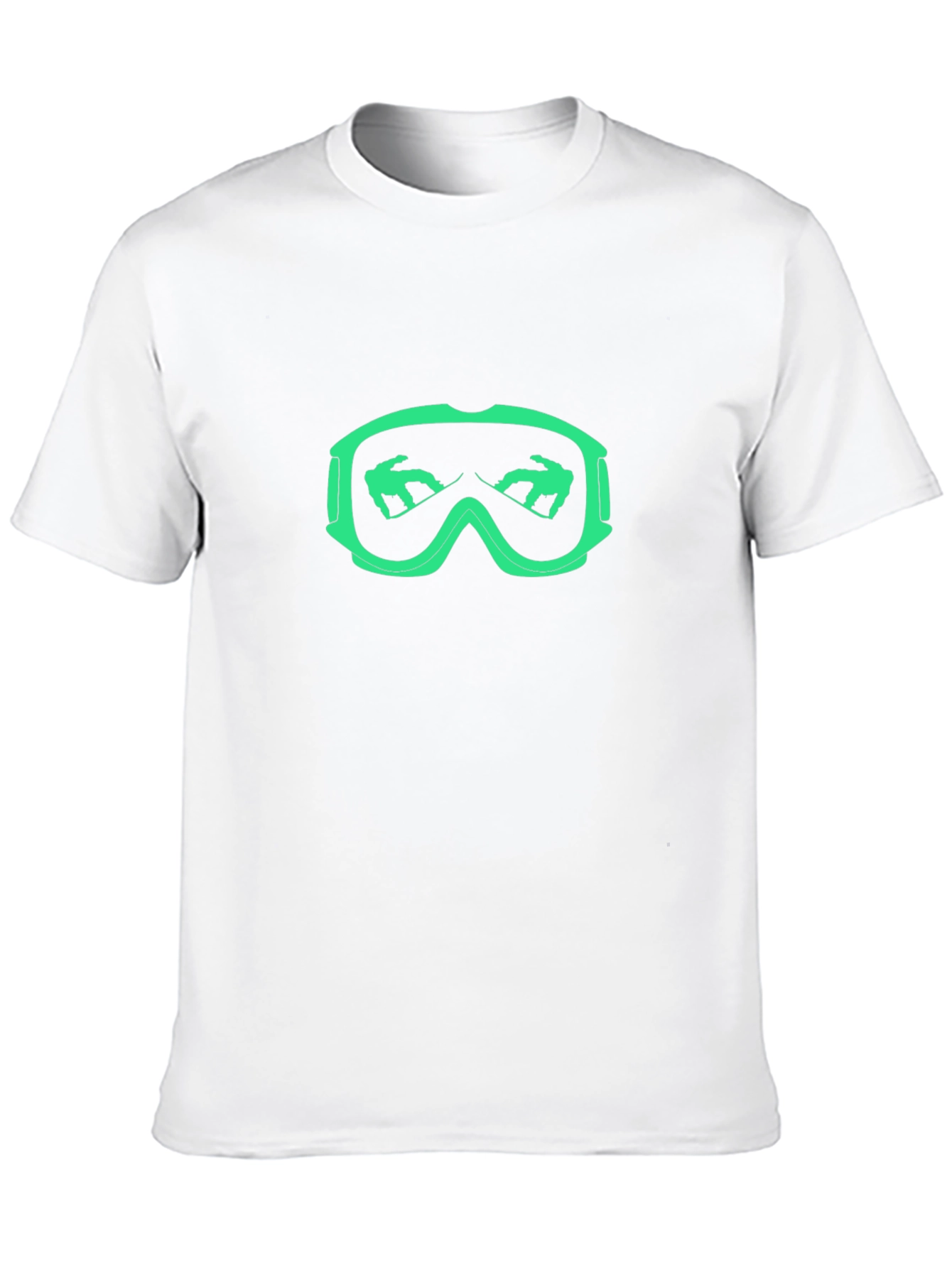 Cool Black T-Shirt with Green Ski Goggles Design