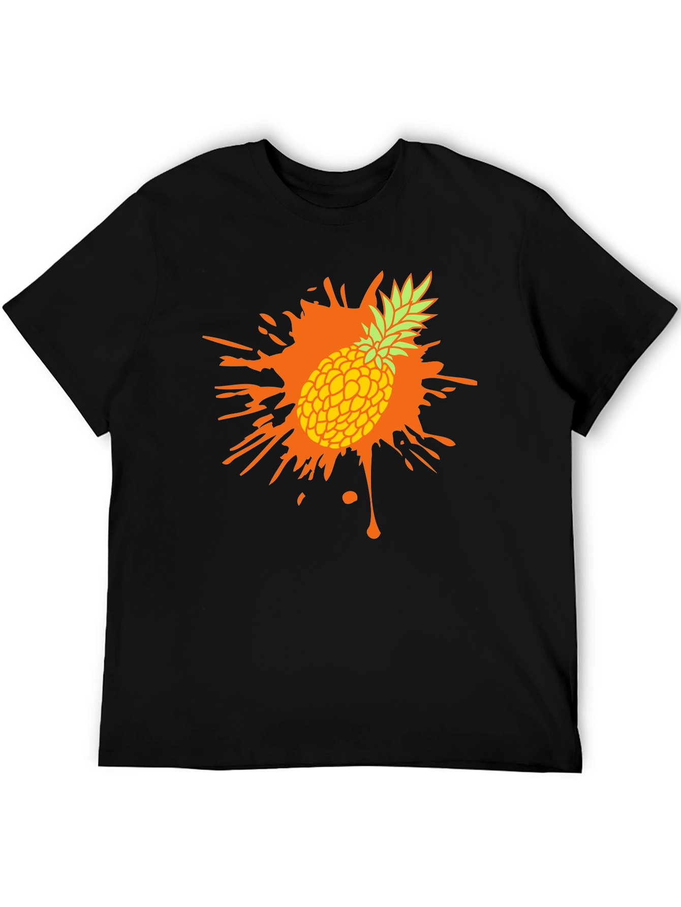 Pineapple Splash Graphic Tee - Trendy Mens Black T-Shirt