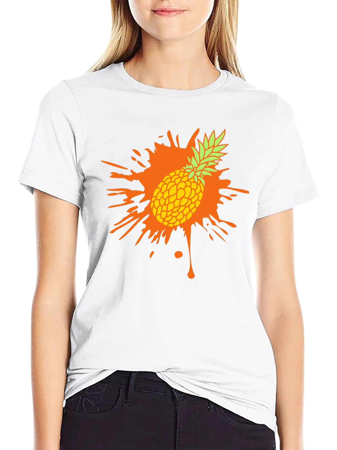 Pineapple Splash Graphic Tee - Trendy Mens Black T-Shirt