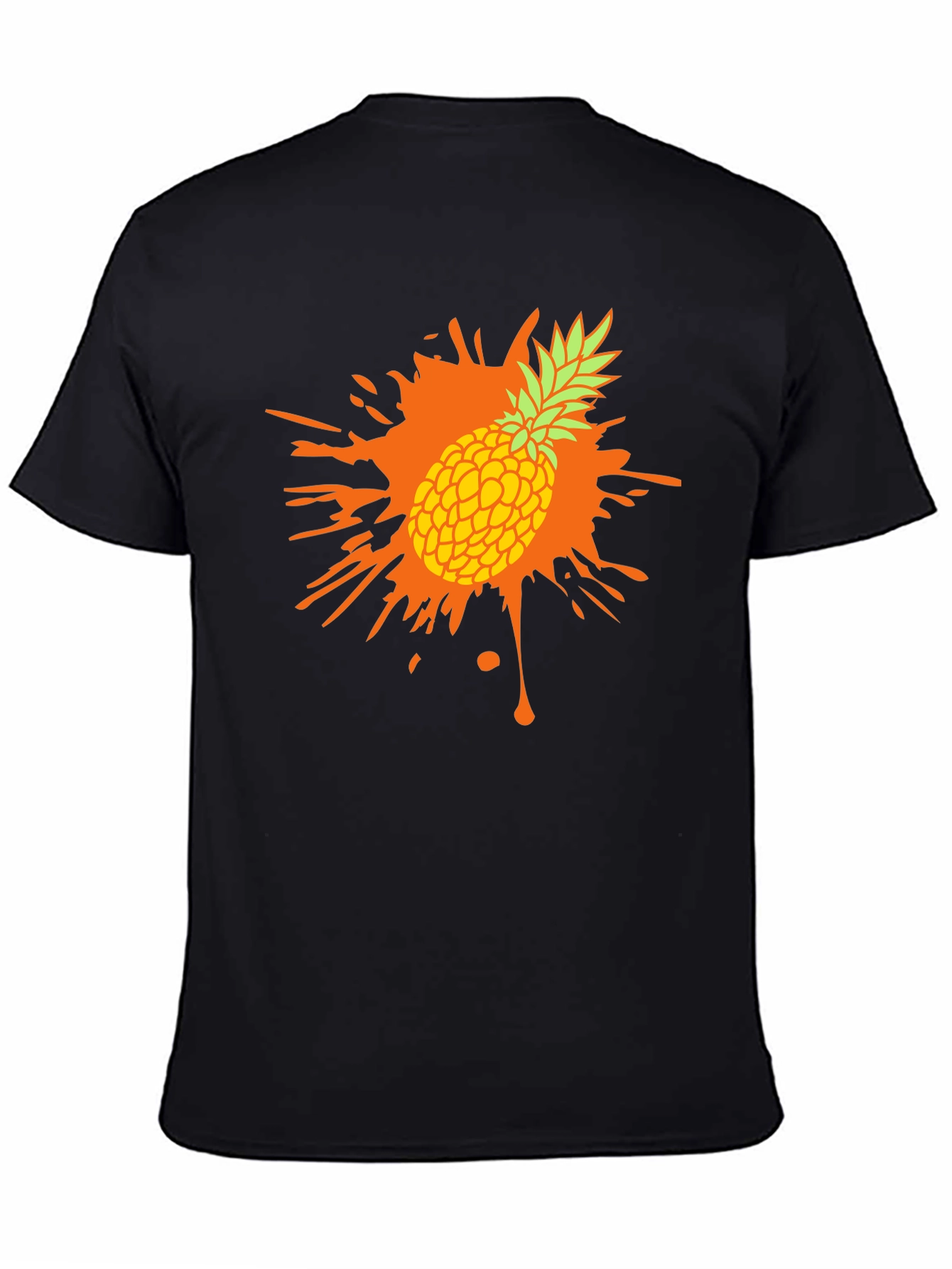Pineapple Splash Graphic Tee - Trendy Mens Black T-Shirt