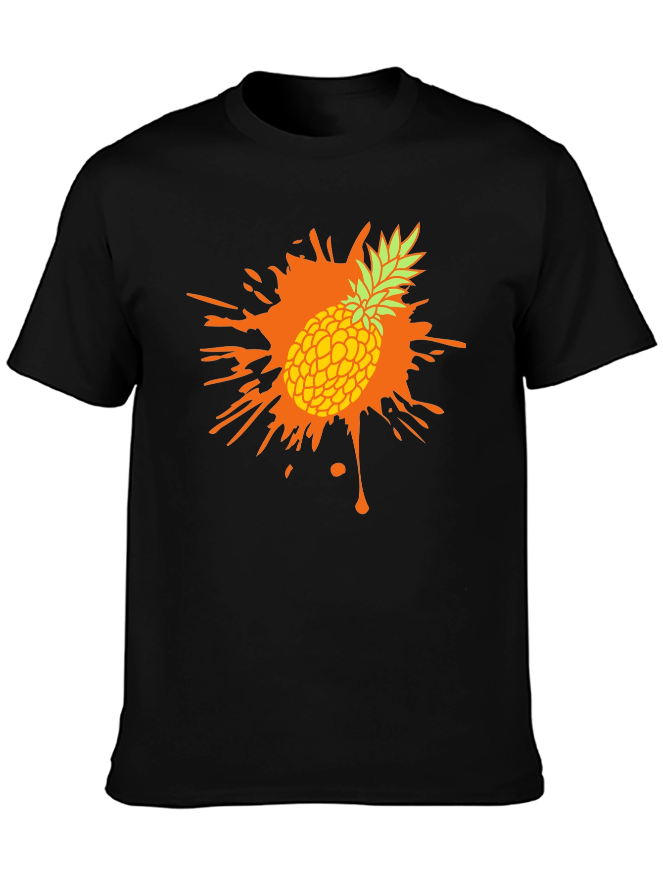 Pineapple Splash Graphic Tee - Trendy Mens Black T-Shirt