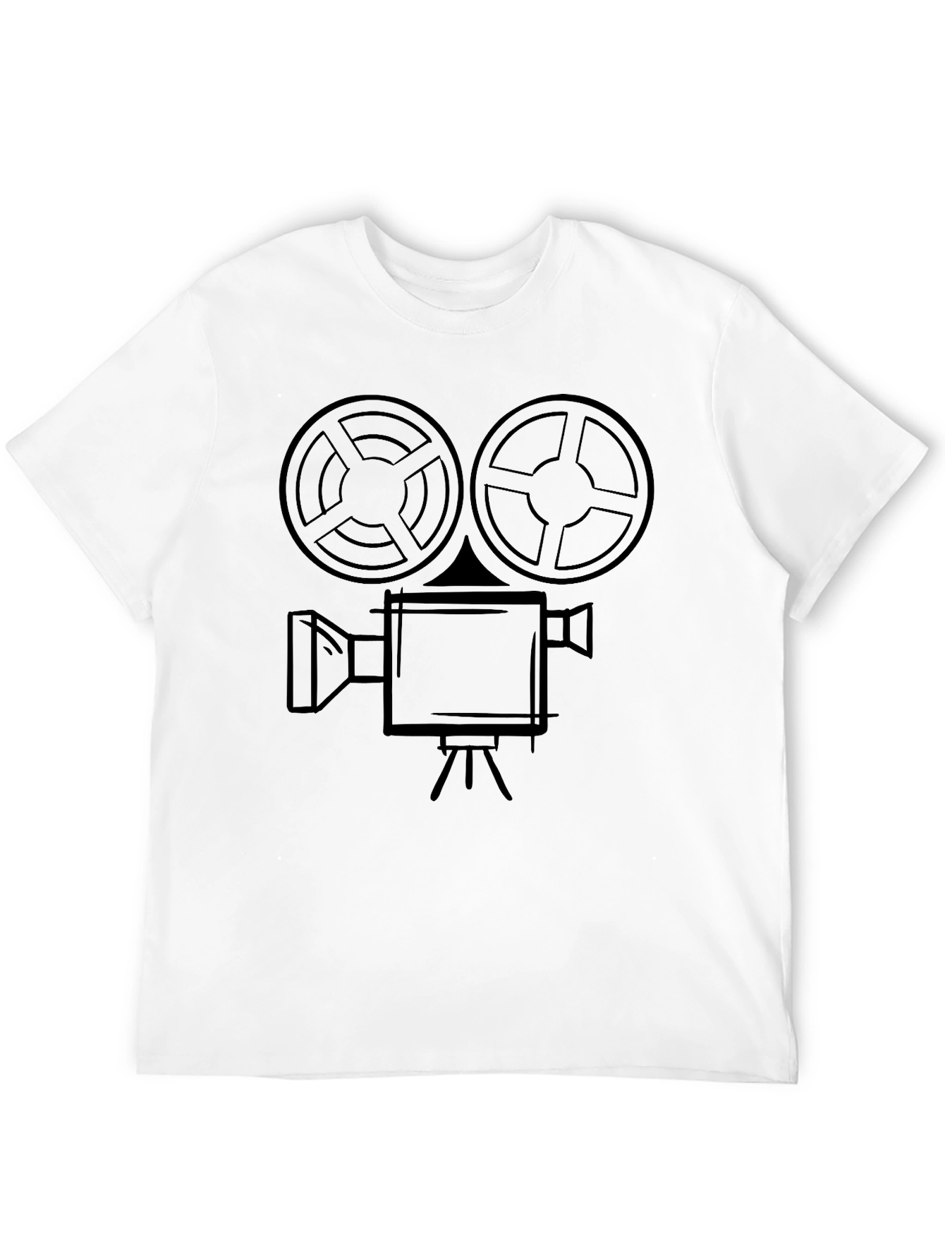 Retro Movie Camera Graphic T-Shirt - Black